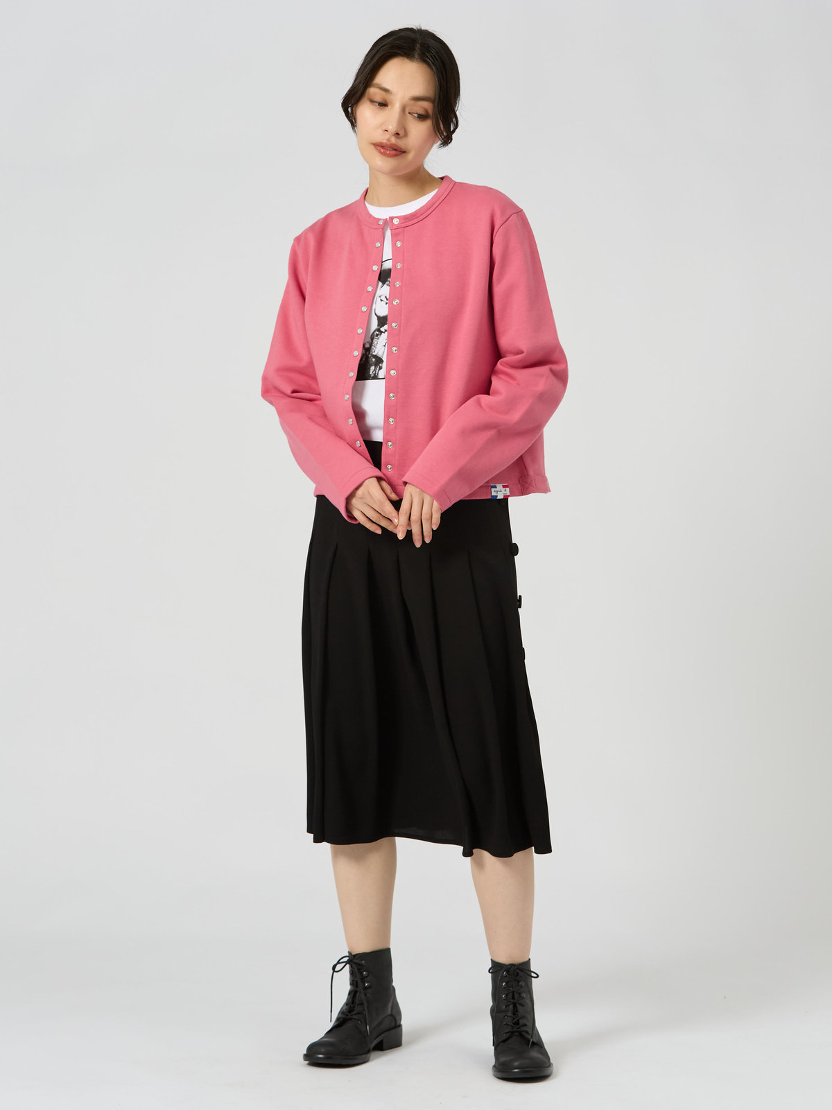 FEMME ウィメンズ コットン メルトン カーディガンプレッション [Made in France] ピンク