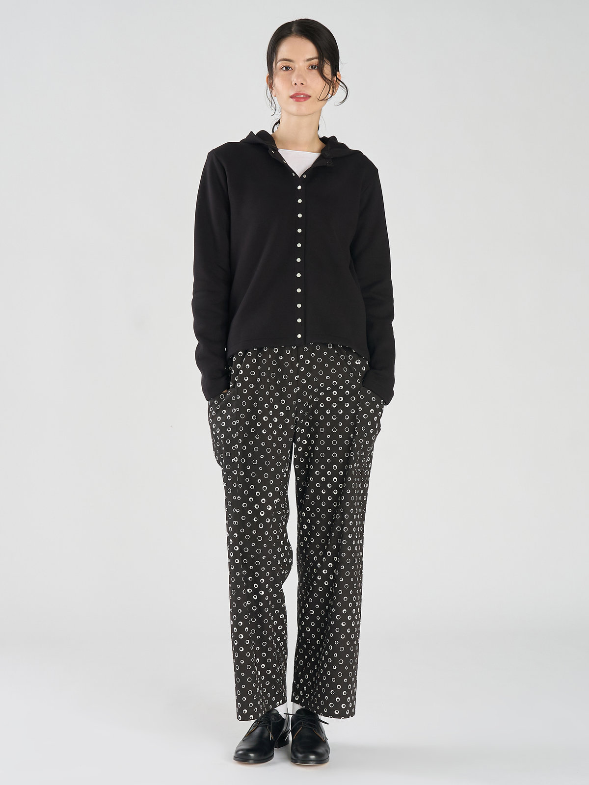 FEMME ウィメンズ コットン モルトン カーディガンプレッション "Capuche" ブラック