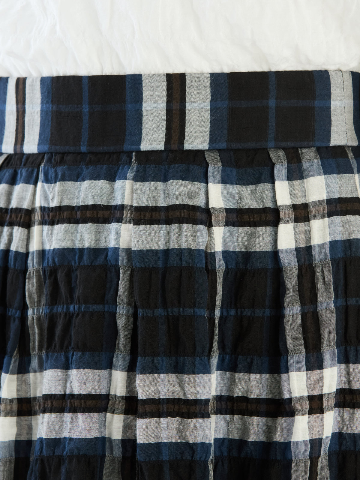 To b. by agnès b. 【Outlet】チェックシャーリングスカート ホワイト