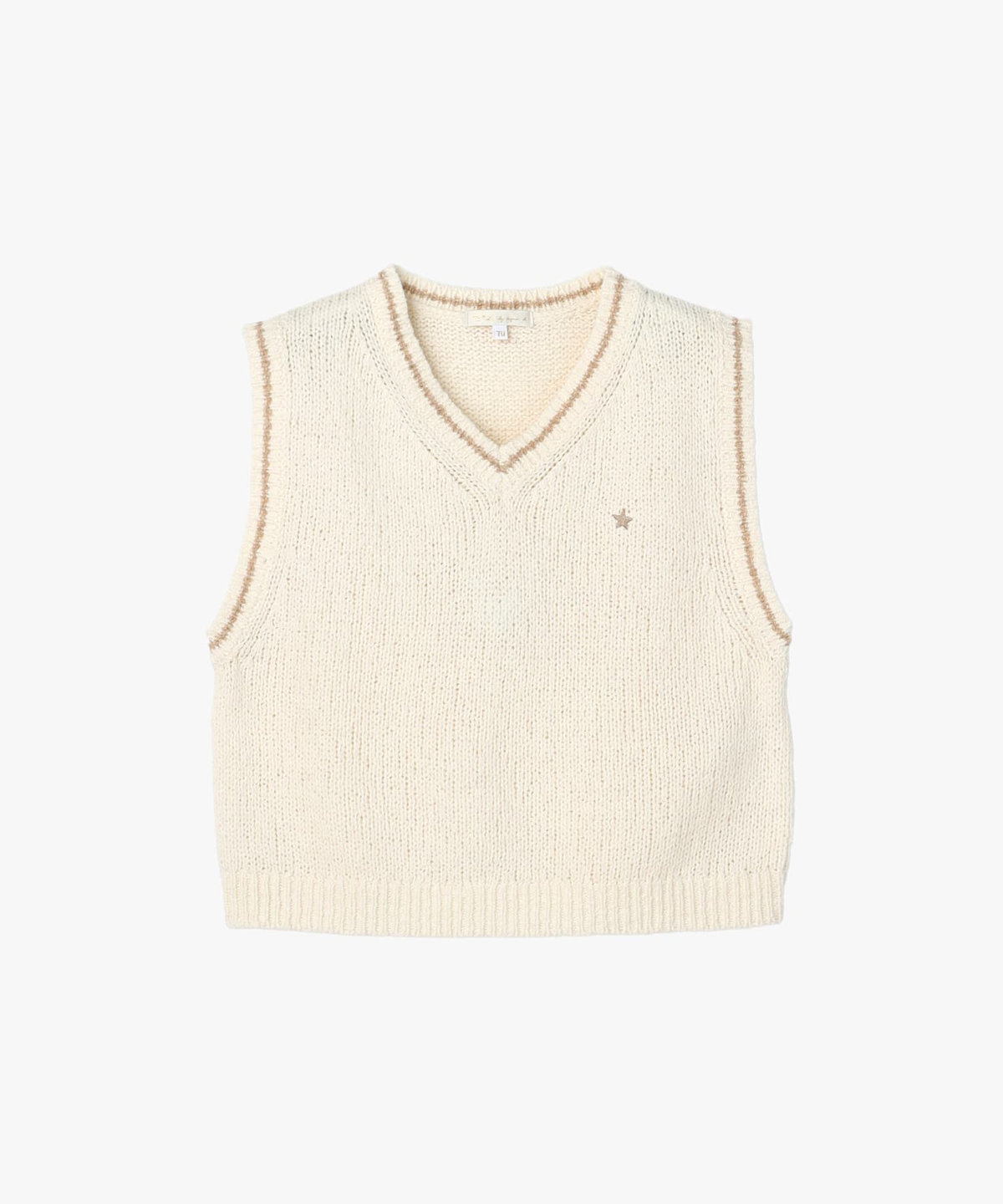 To b. by agnès b. スター 刺繍 ミックス ヤーン ニット ベスト ホワイト