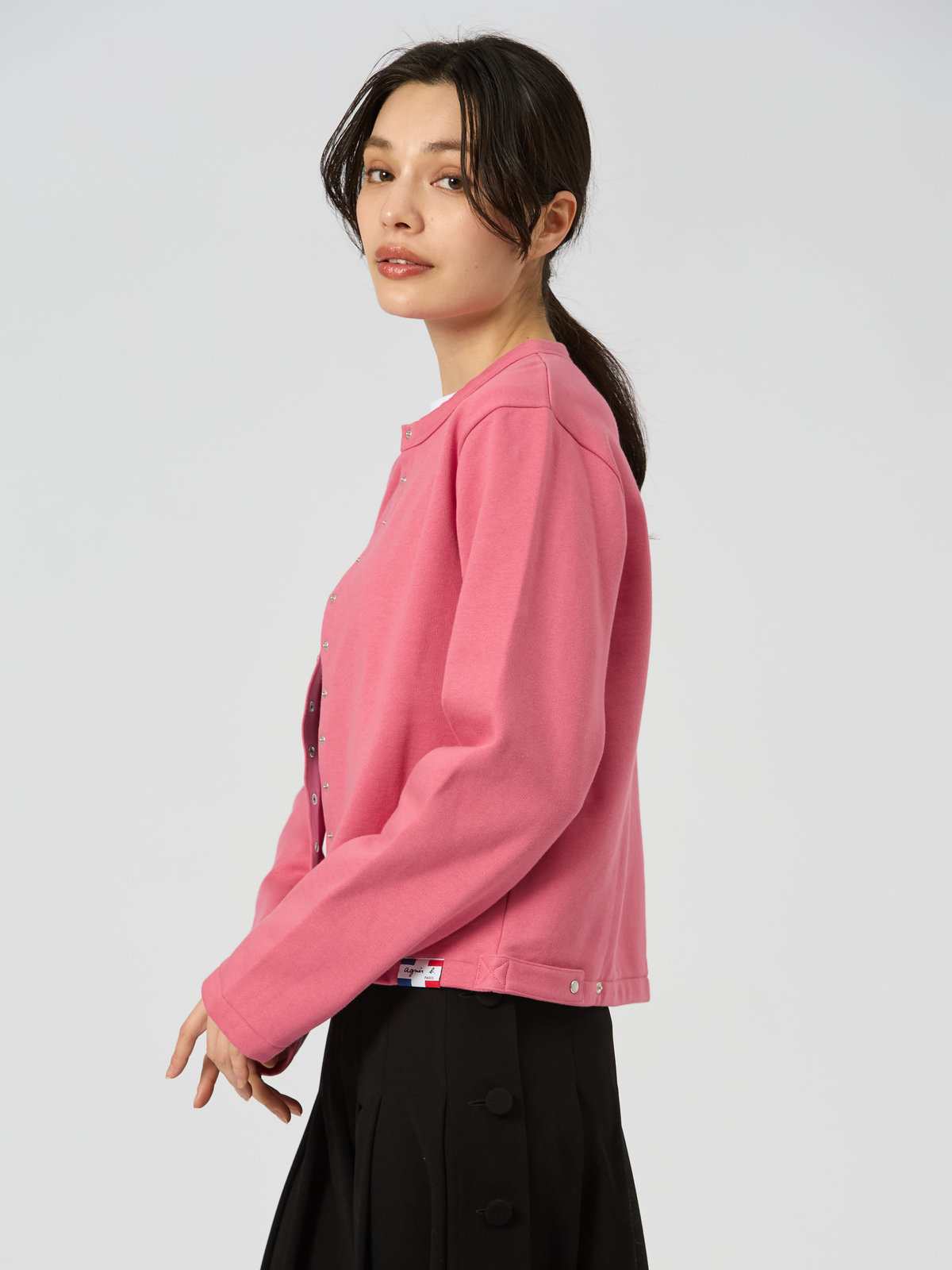 FEMME ウィメンズ コットン メルトン カーディガンプレッション [Made in France] ピンク