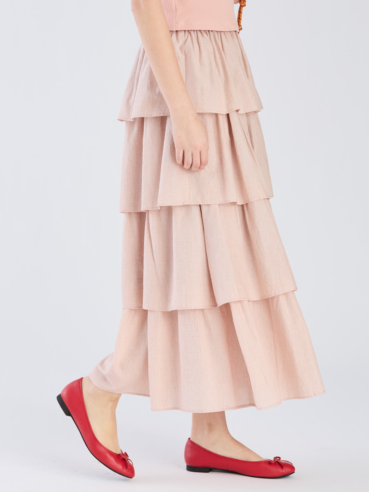 To b. by agnès b. 【Outlet】フォーフレアティアードスカート レッド