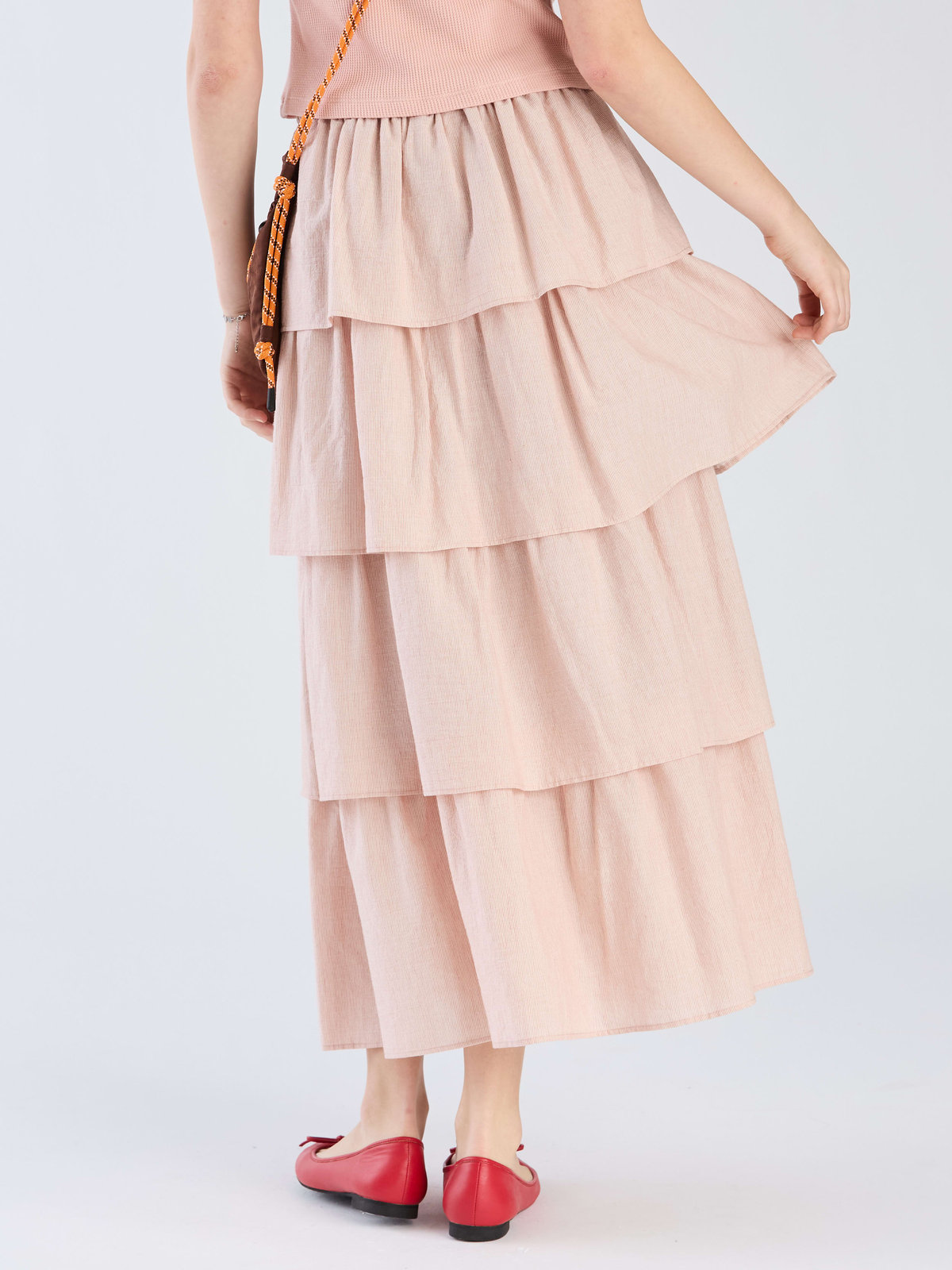 To b. by agnès b. 【Outlet】フォーフレアティアードスカート レッド