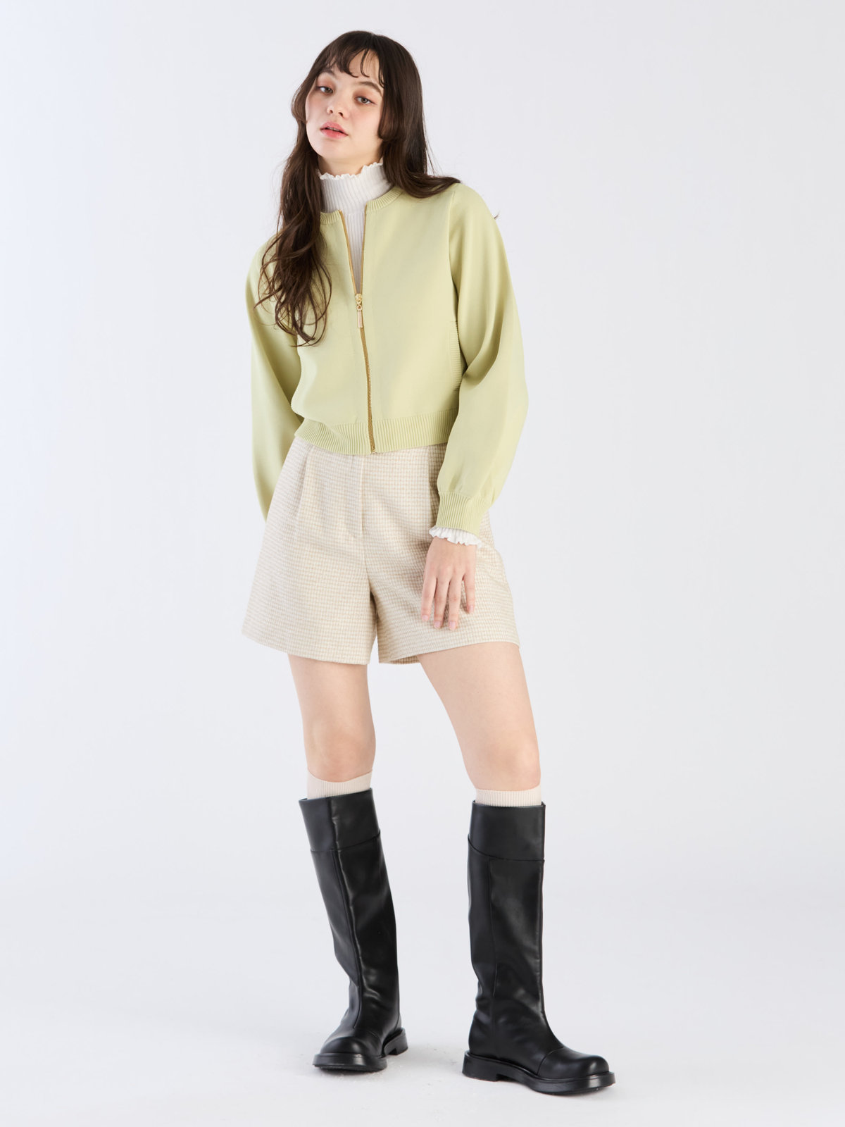 To b. by agnès b. 【Outlet】トゥービーライトニットブルゾン ライトグリーン