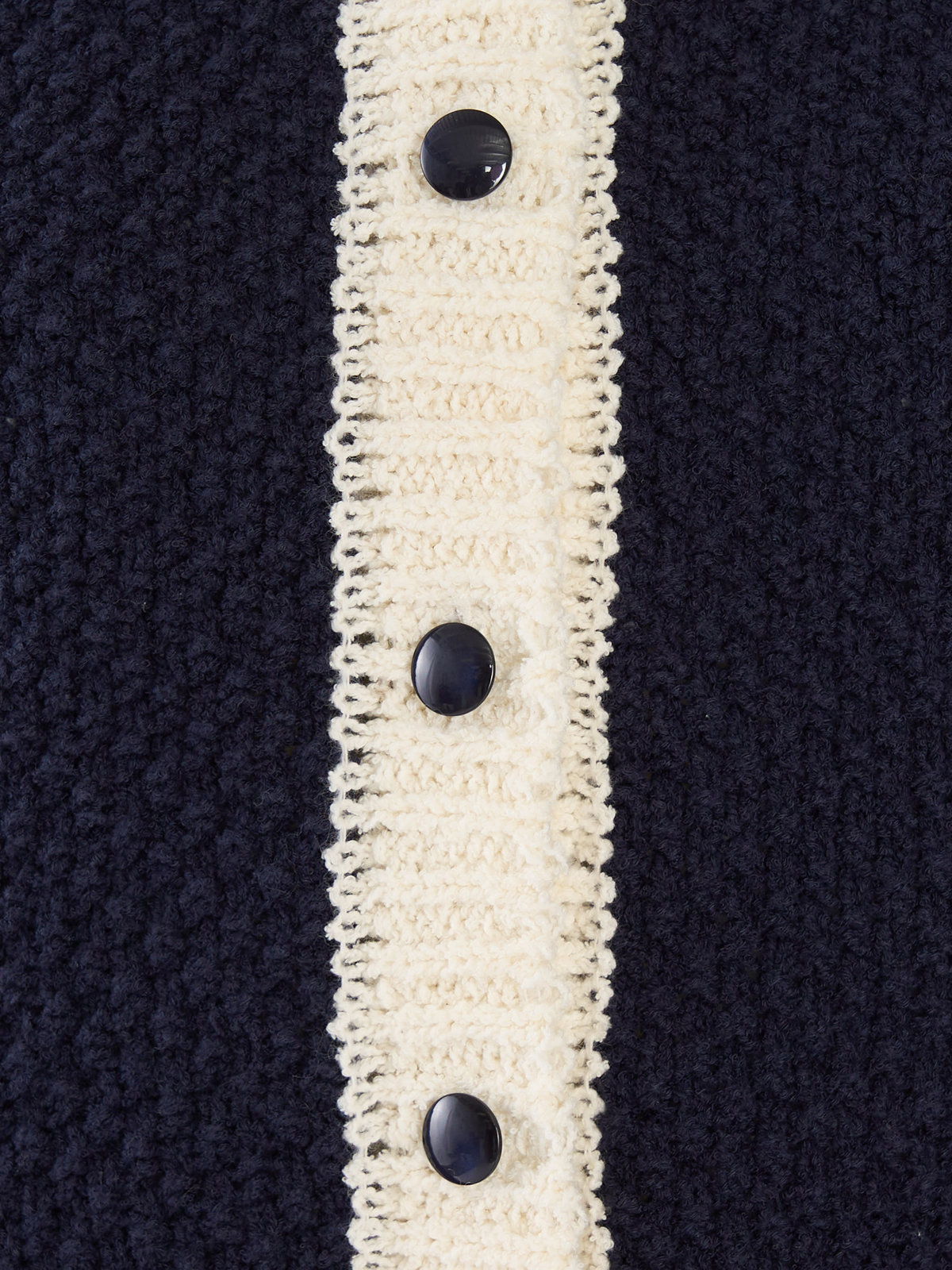 To b. by agnès b. バイカラー ニット カーディガン ネイビー