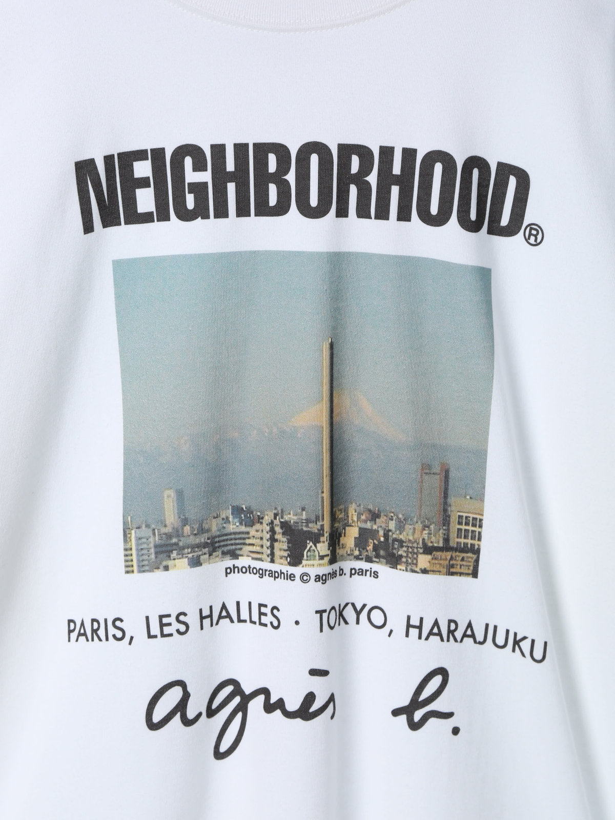 HOMME メンズ agnes b. x NH クルーネック 長袖 Tシャツ ホワイト