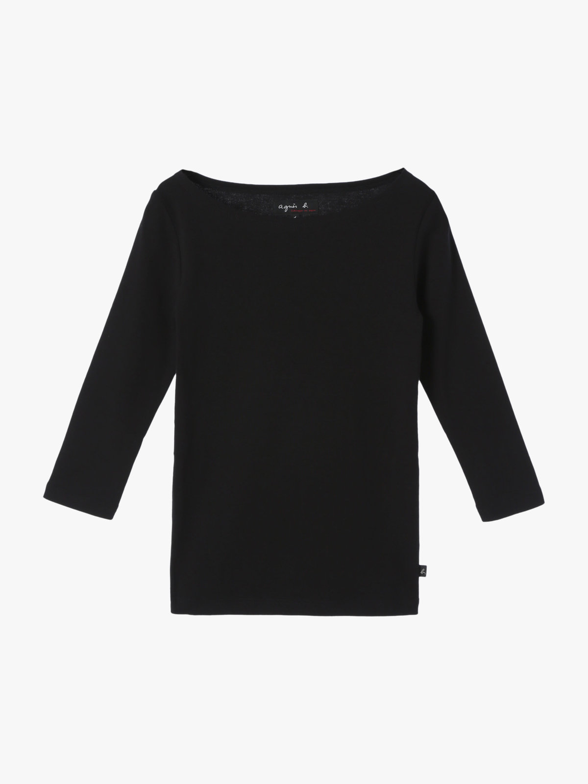 FEMME ウィメンズ コットン ボートネック 7分袖 Tシャツ "Leopard" ブラック