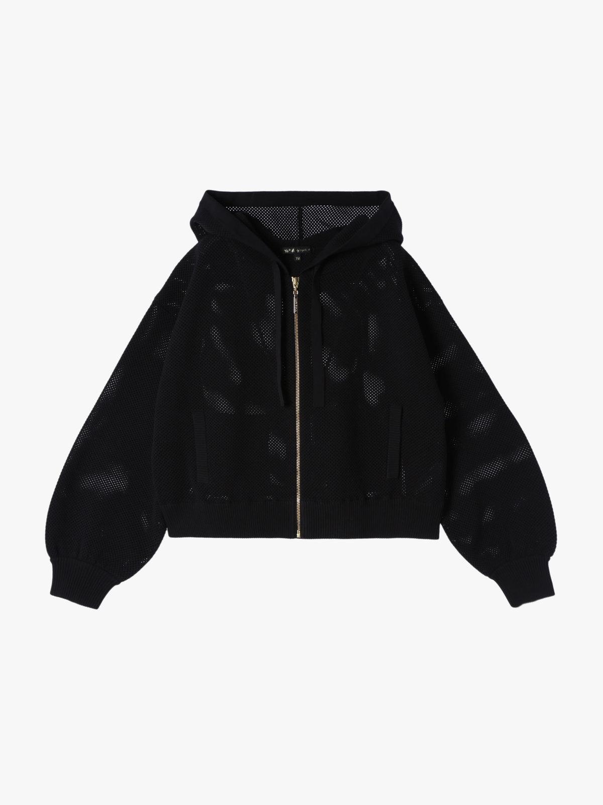 To b. by agnès b. メッシュ ニット ミニフーディー ブラック