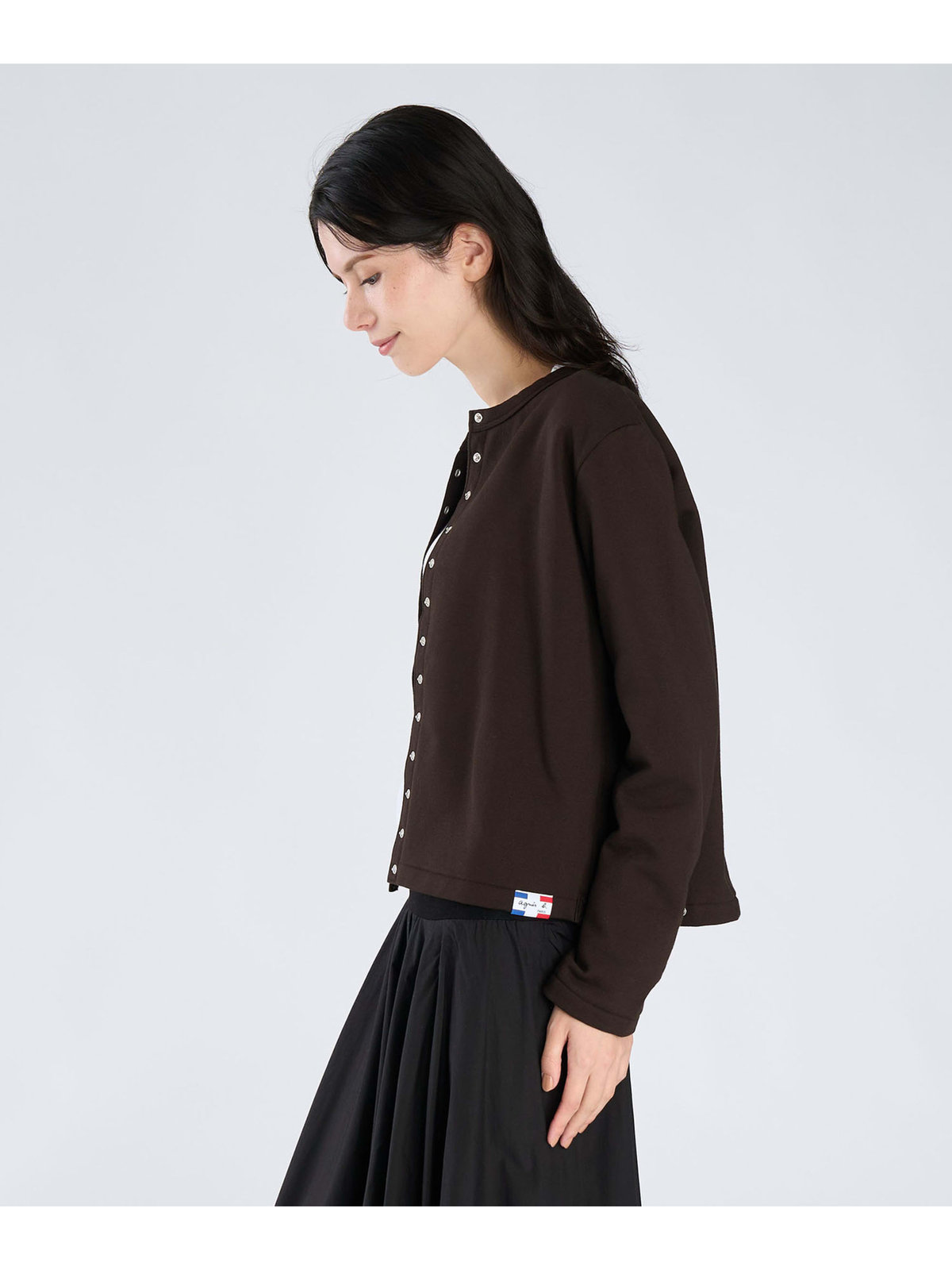 FEMME ウィメンズ オーガニックコットン メルトン 長袖 カーディガンプレッション ”Le Classique” ベージュ