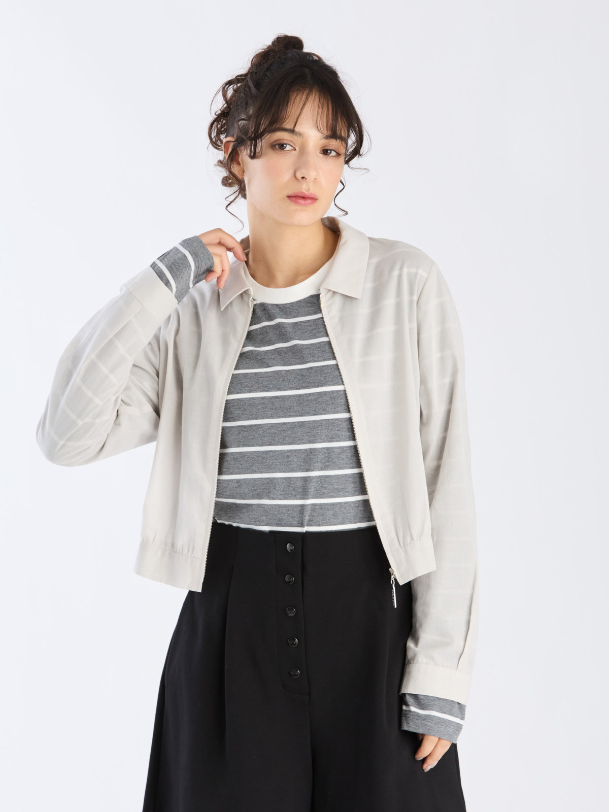 To b. by agnès b. 【Outlet】コットンボイル ブルゾン ライトグレー
