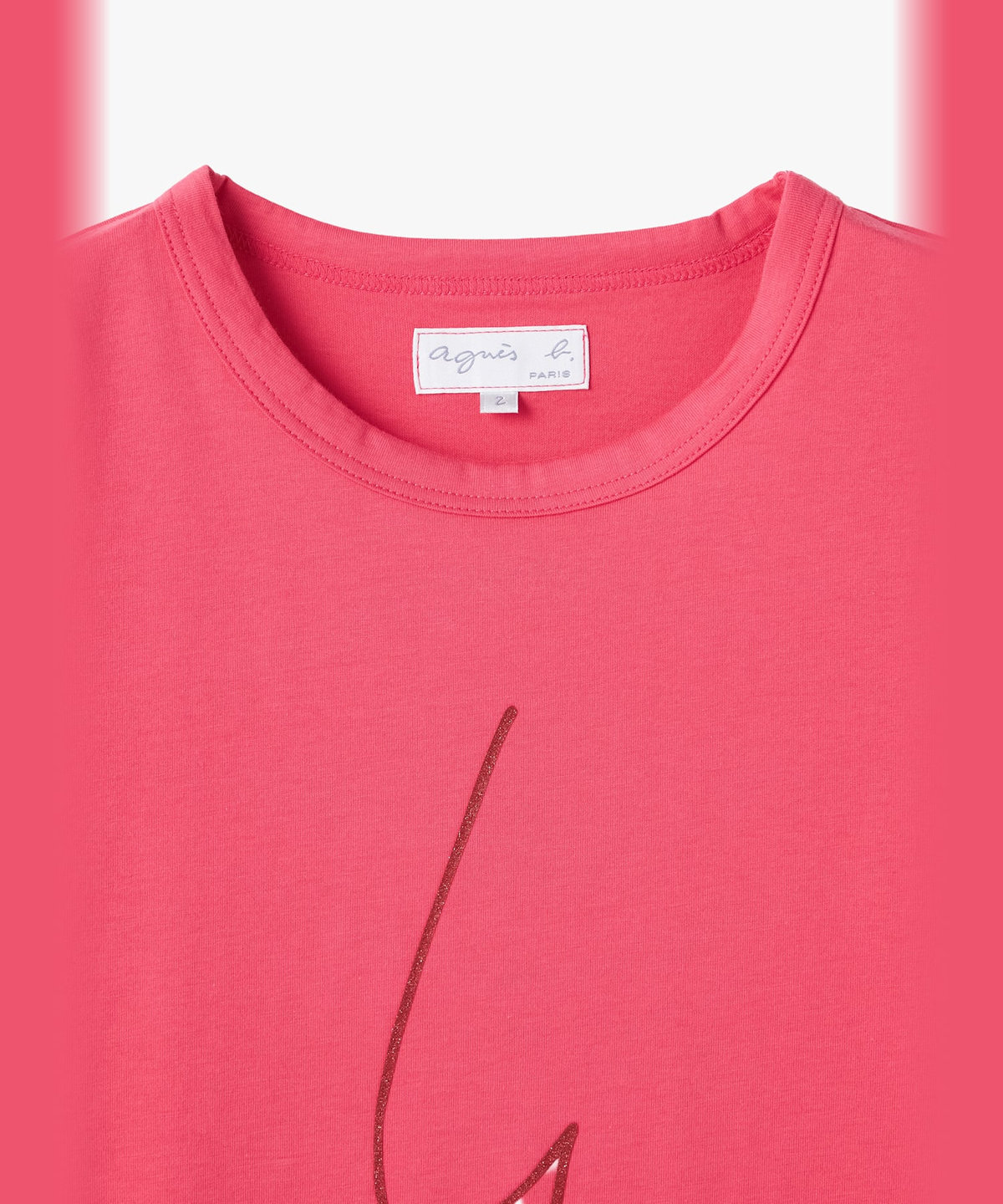 FEMME ウィメンズ アイコニック プリント コットン 半袖 Tシャツ "Point d'ironie" ピンク