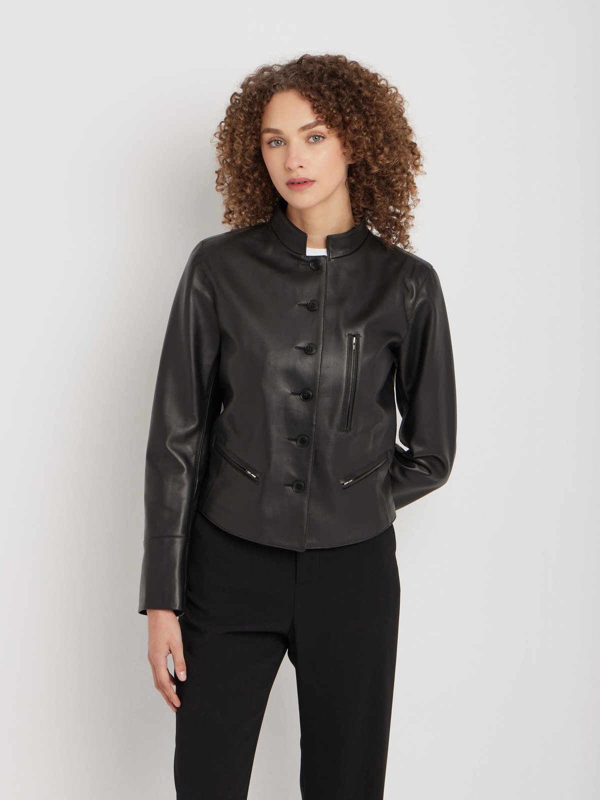 FEMME ウィメンズ ラムレザー 長袖 ジャケット ”Tambourin” ブラック