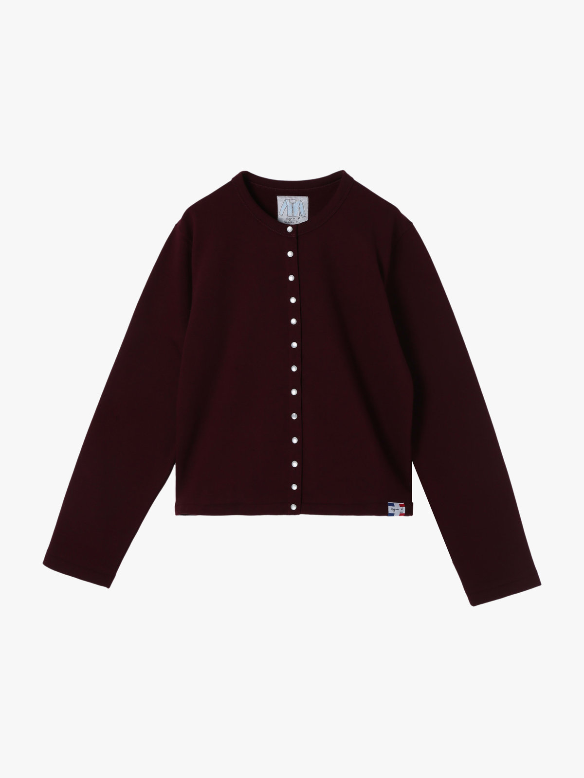 FEMME ウィメンズ オーガニックコットン メルトン 長袖 カーディガンプレッション ”Le Classique” ボルドー