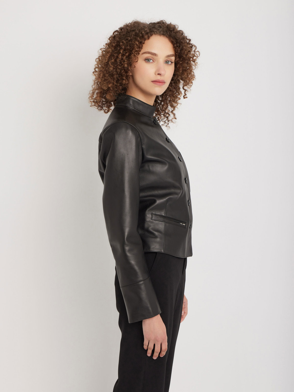 FEMME ウィメンズ ラムレザー 長袖 ジャケット ”Tambourin” ブラック