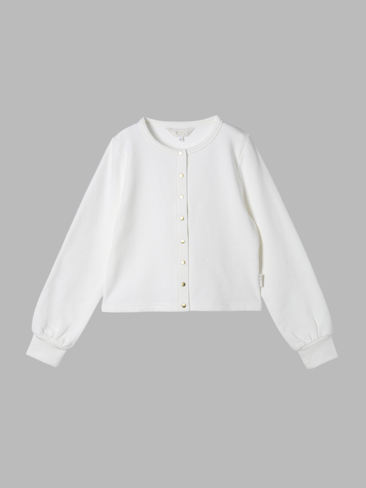 To b. by agnès b. コットン フレンチ テリー パフ カーディガン ホワイト