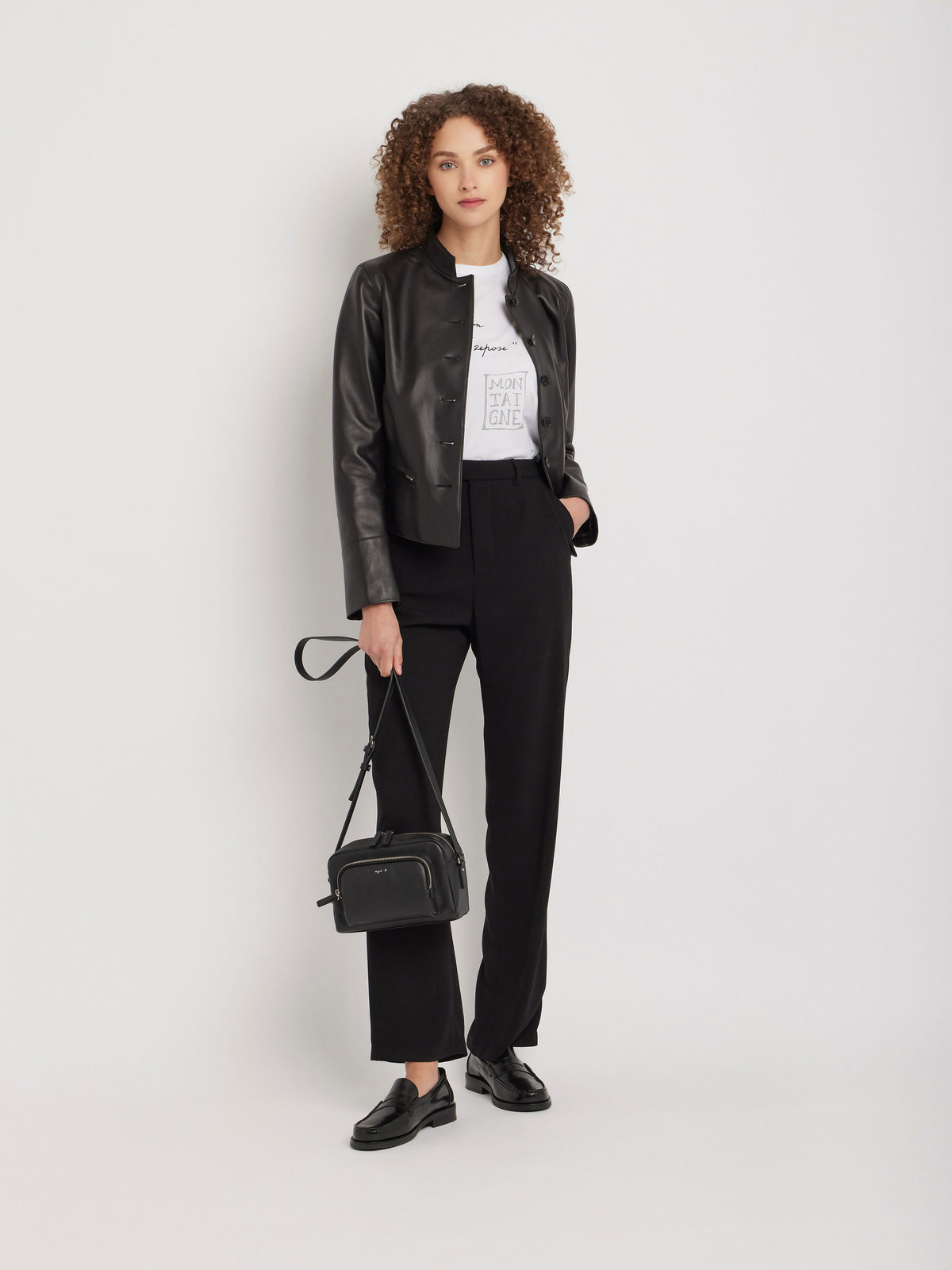 FEMME ウィメンズ ラムレザー 長袖 ジャケット ”Tambourin” ブラック