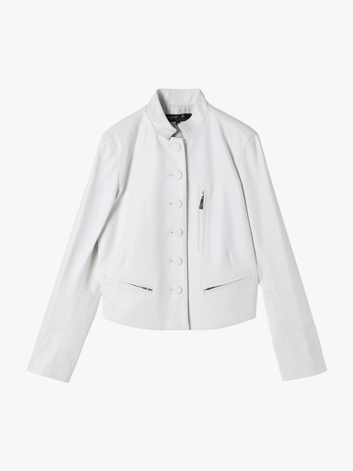 FEMME ウィメンズ レザー スタンドカラー ジャケット ”Tambourin” ホワイト