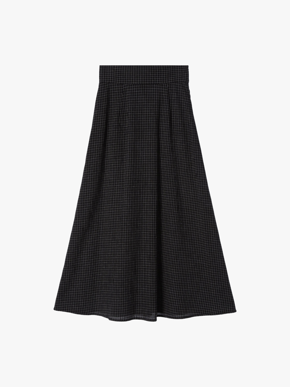 To b. by agnès b. 【Outlet】モノトーン チェック コットン リネン ロングスカート ブラック×ホワイト