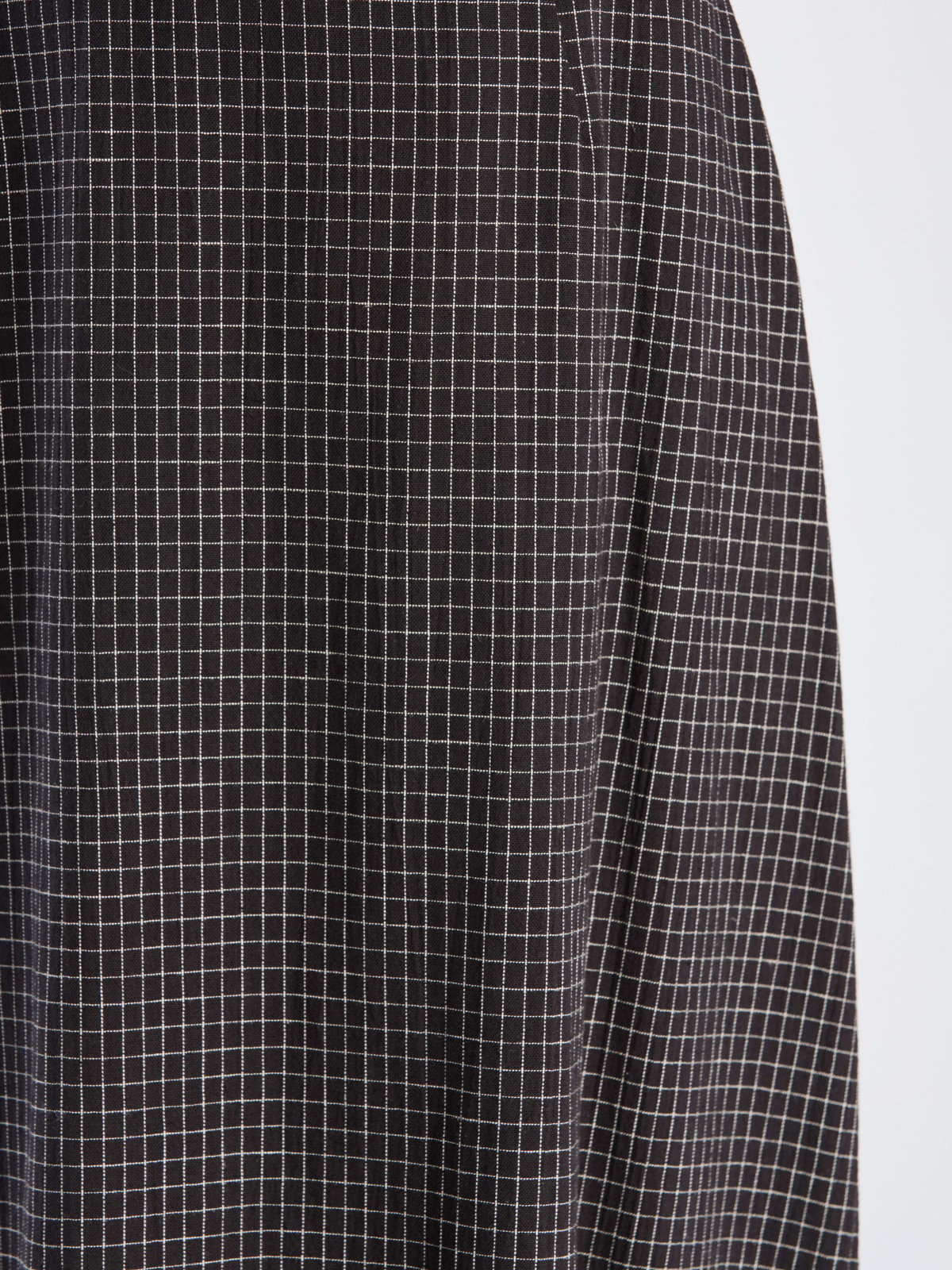 To b. by agnès b. 【Outlet】モノトーン チェック コットン リネン ロングスカート ブラック×ホワイト