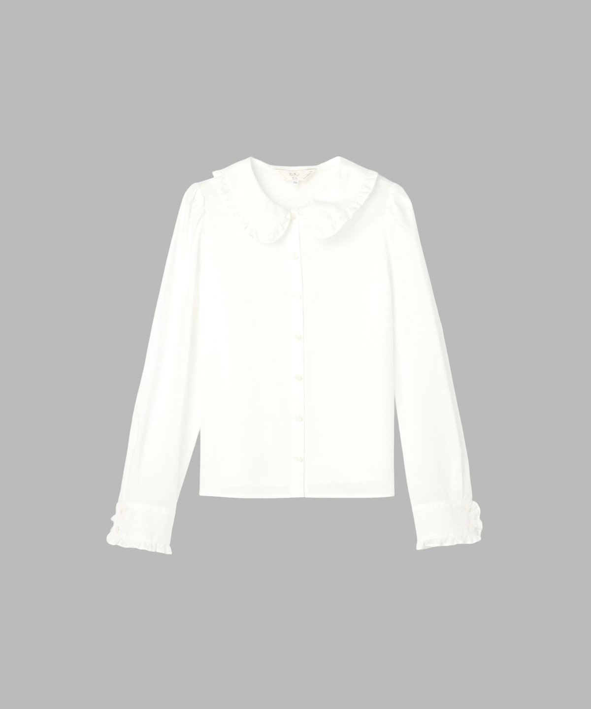 To b. by agnès b. コットン フリルカラー 長袖 ブラウス ホワイト