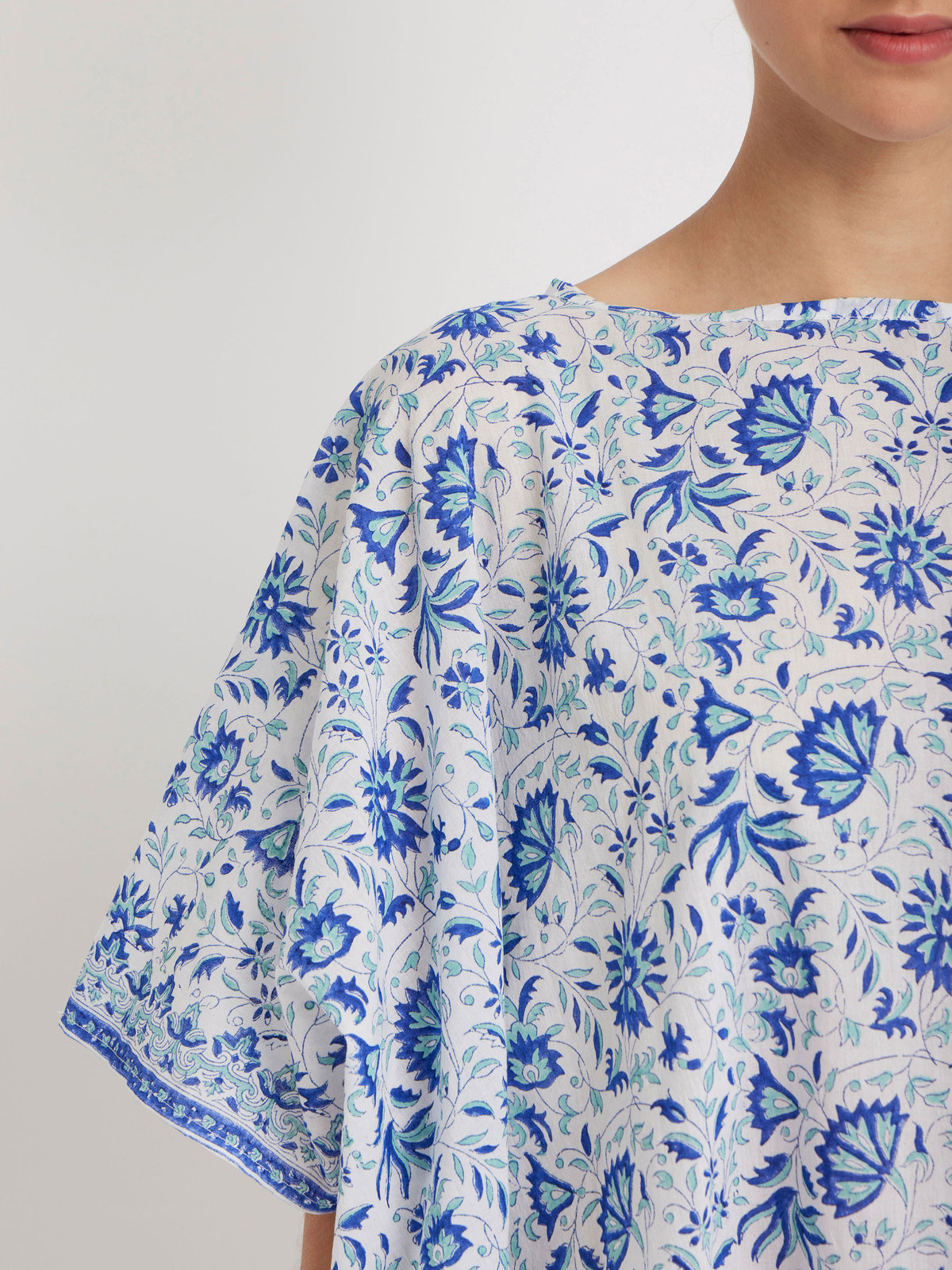 FEMME ウィメンズ コットン ボートネック ポンチョ "Enora" ブルー系その他