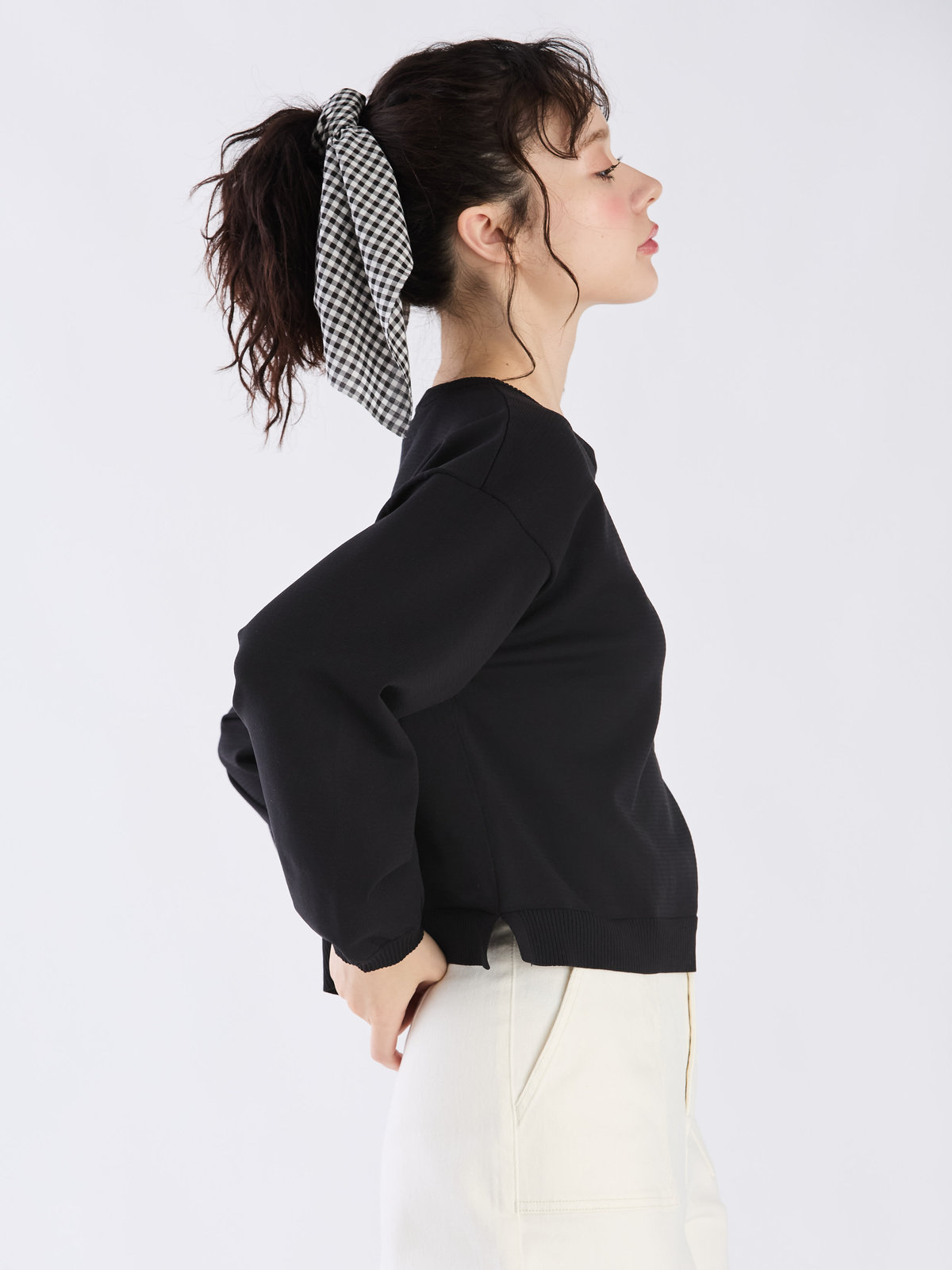 To b. by agnès b. 【Outlet】WS91 PULLOVER クルーネックニットプルオーバー ブラック