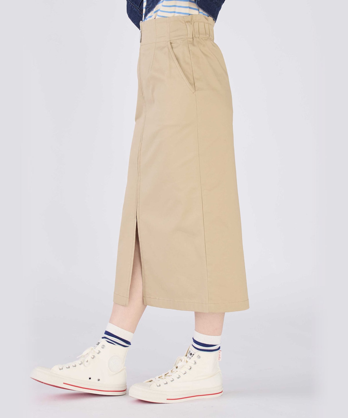 To b. by agnès b. ストレッチ チノ ジップ タイトスカート ベージュ