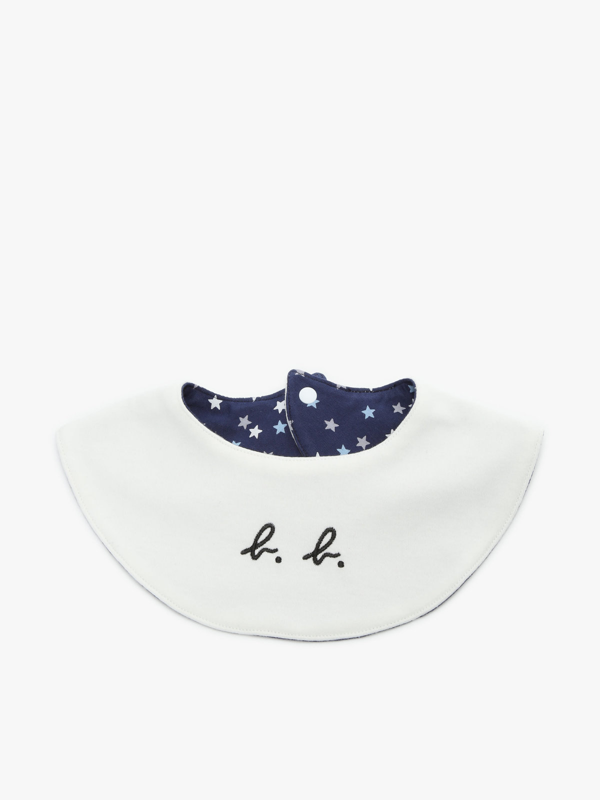 ENFANT ベビー ベビー ”b.b.”ロゴ 刺繍 プリント コットン リバーシブル スタイ ネイビー