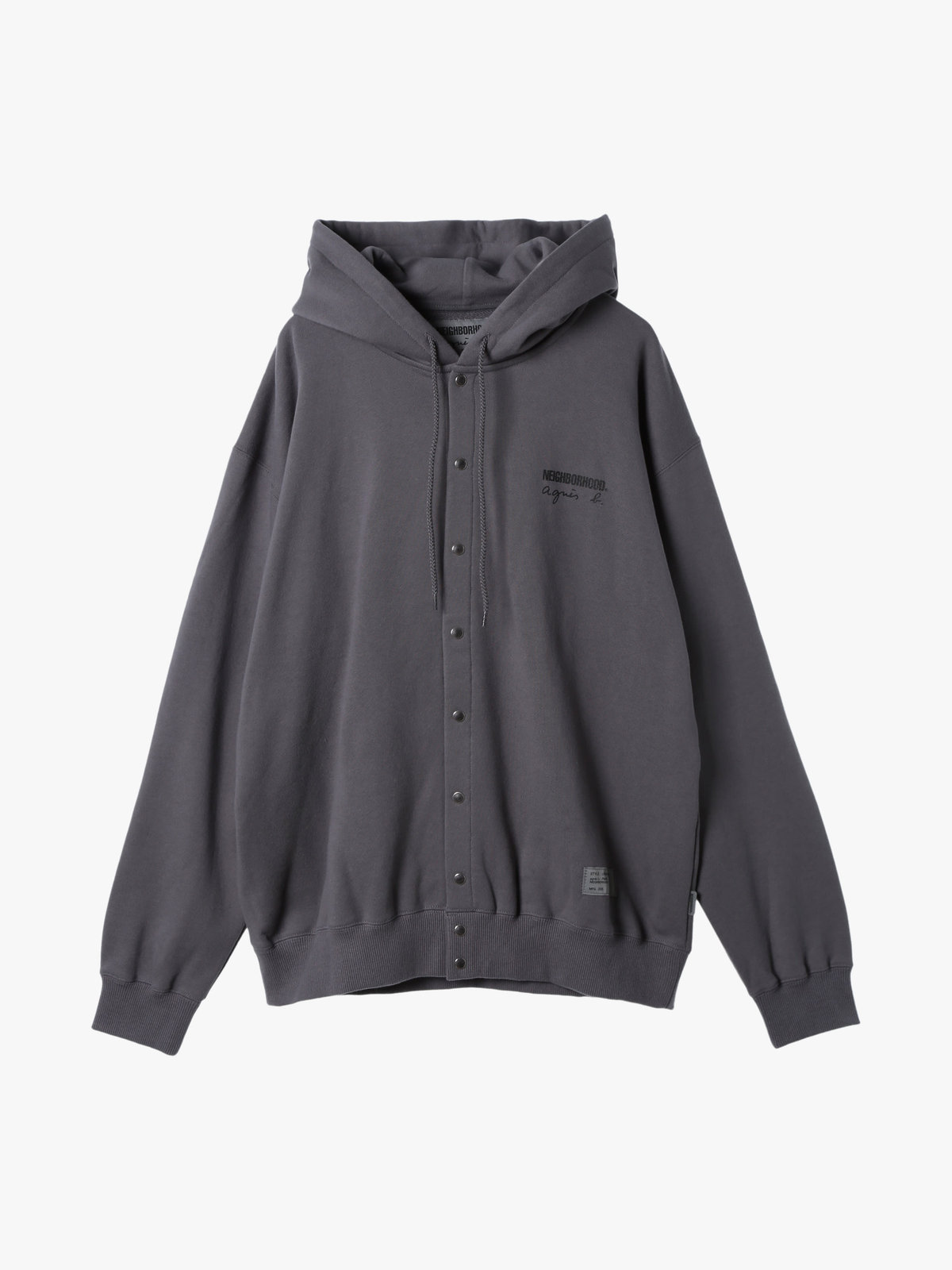 HOMME メンズ agnes b. x NH スウェットスナップフーディー グレー