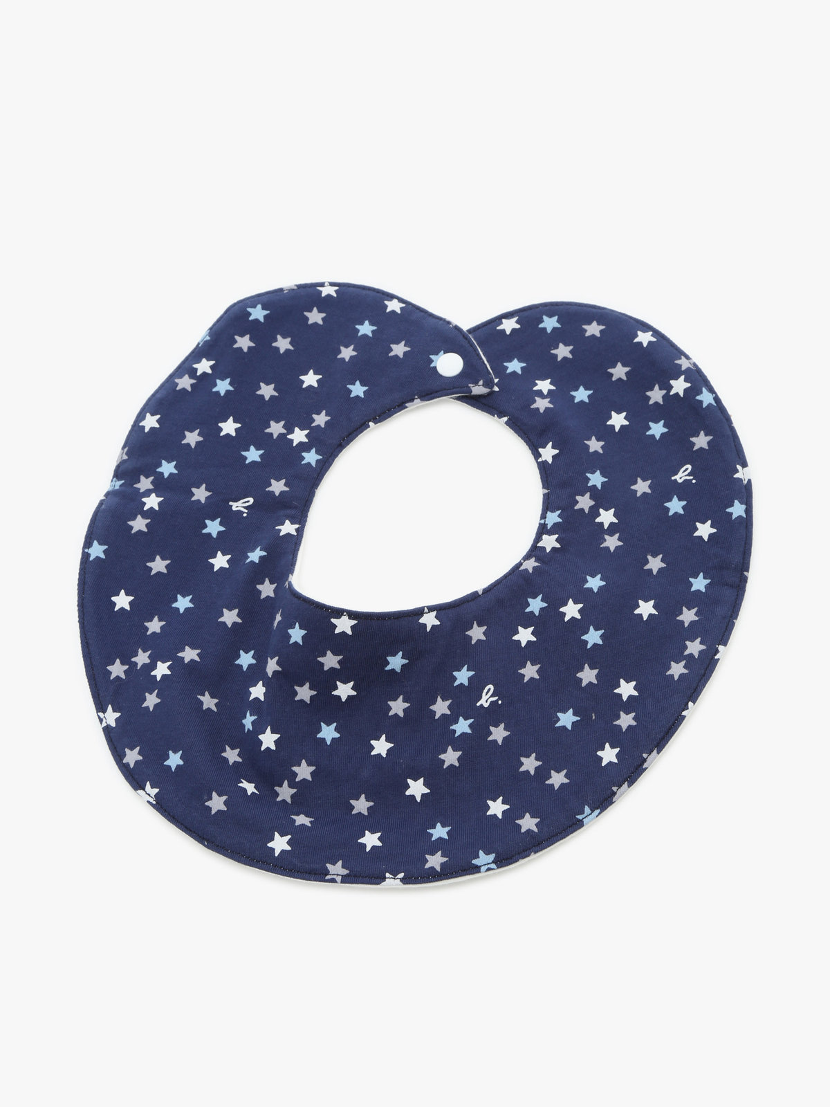 ENFANT ベビー ベビー ”b.b.”ロゴ 刺繍 プリント コットン リバーシブル スタイ ネイビー