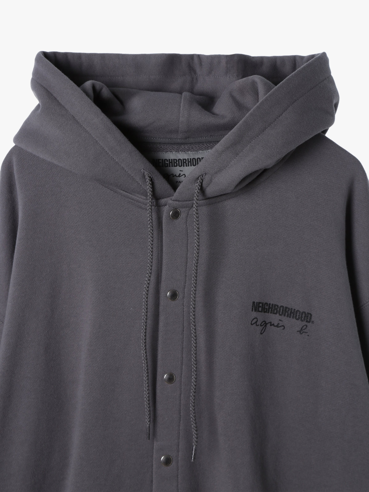 HOMME メンズ agnes b. x NH スウェットスナップフーディー グレー