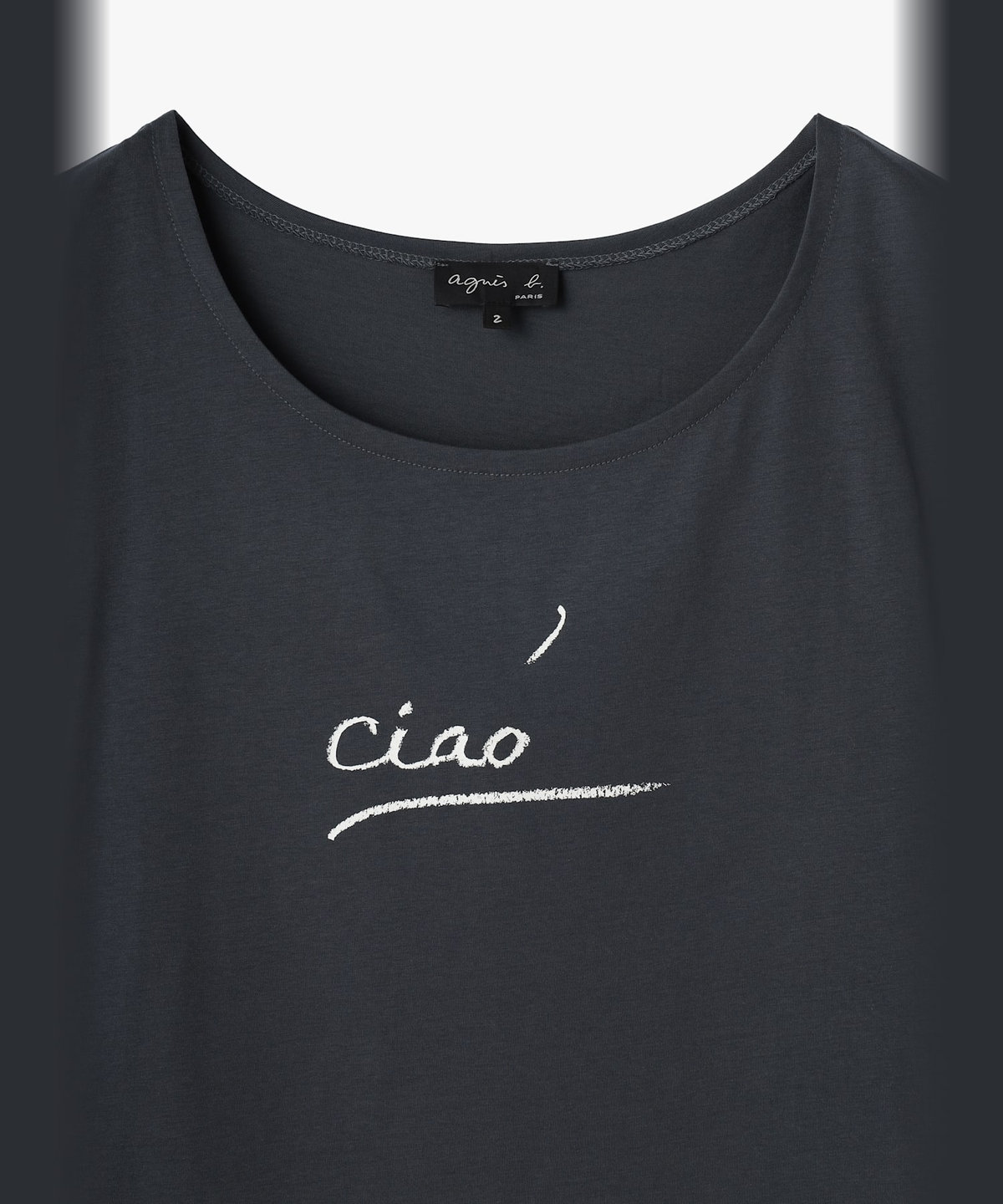 FEMME ウィメンズ メッセージプリント コットン 半袖 Tシャツ "Ciao" グレー