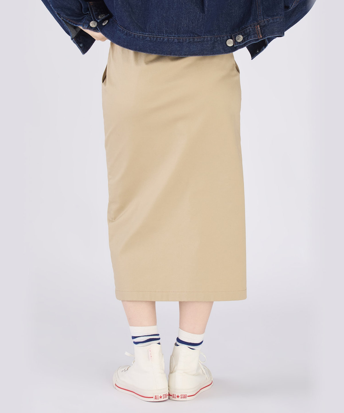 To b. by agnès b. ストレッチ チノ ジップ タイトスカート ベージュ