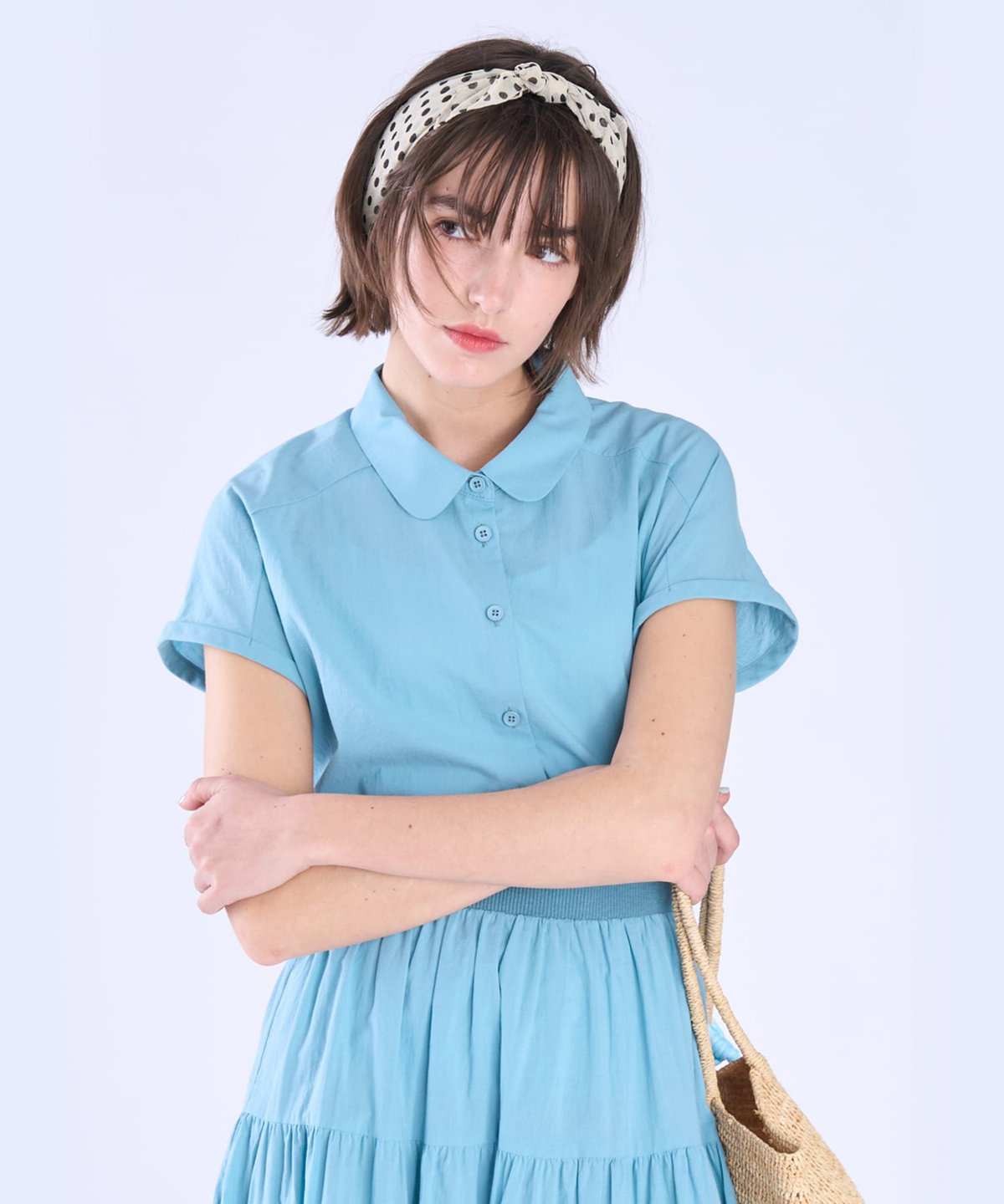 To b. by agnès b. コットン モダン マニッシュ シャツ ブルー系その他