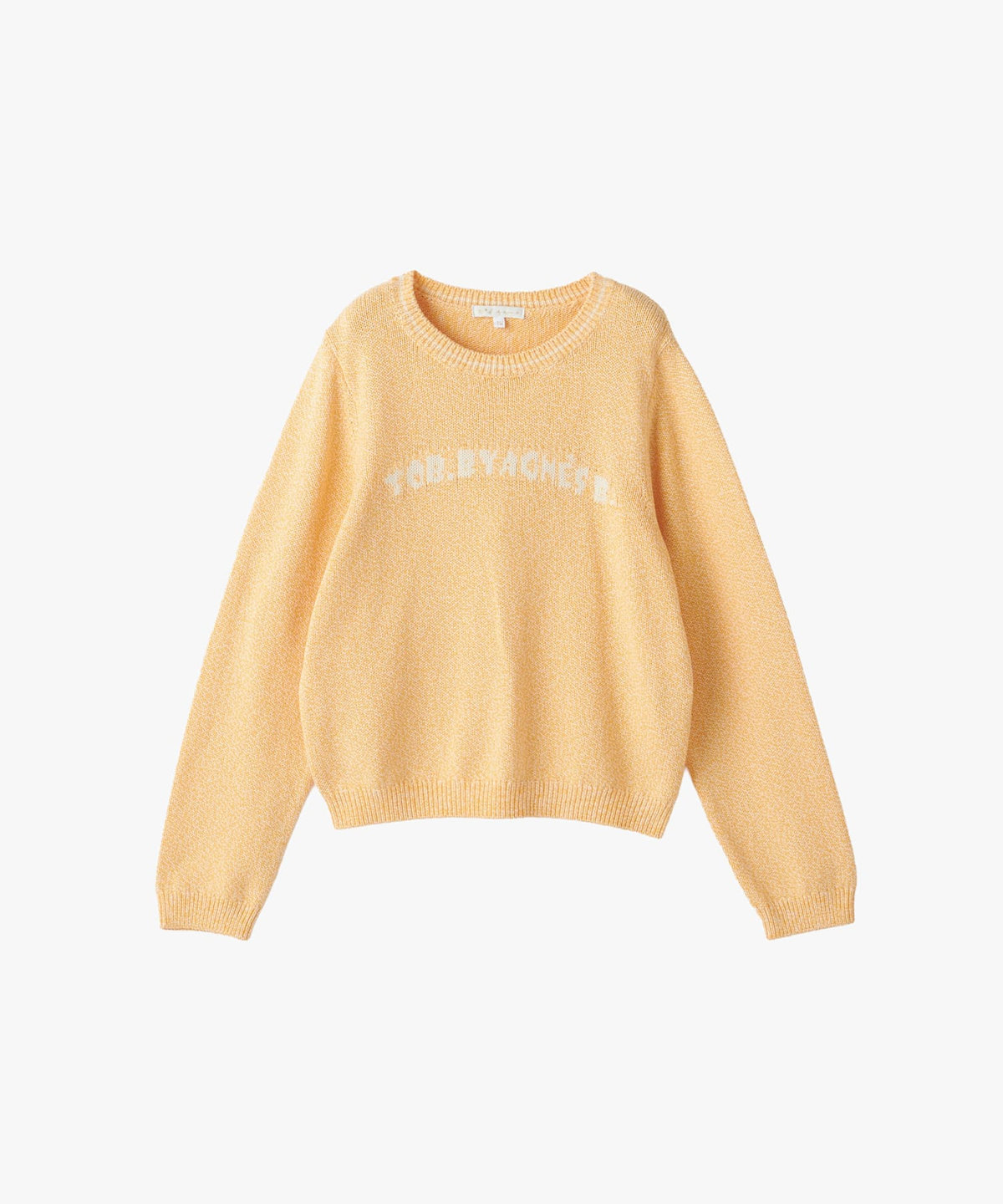 To b. by agnès b. ロゴ コットン ナイロン ジャカード 長袖 ニットプルオーバー オレンジ