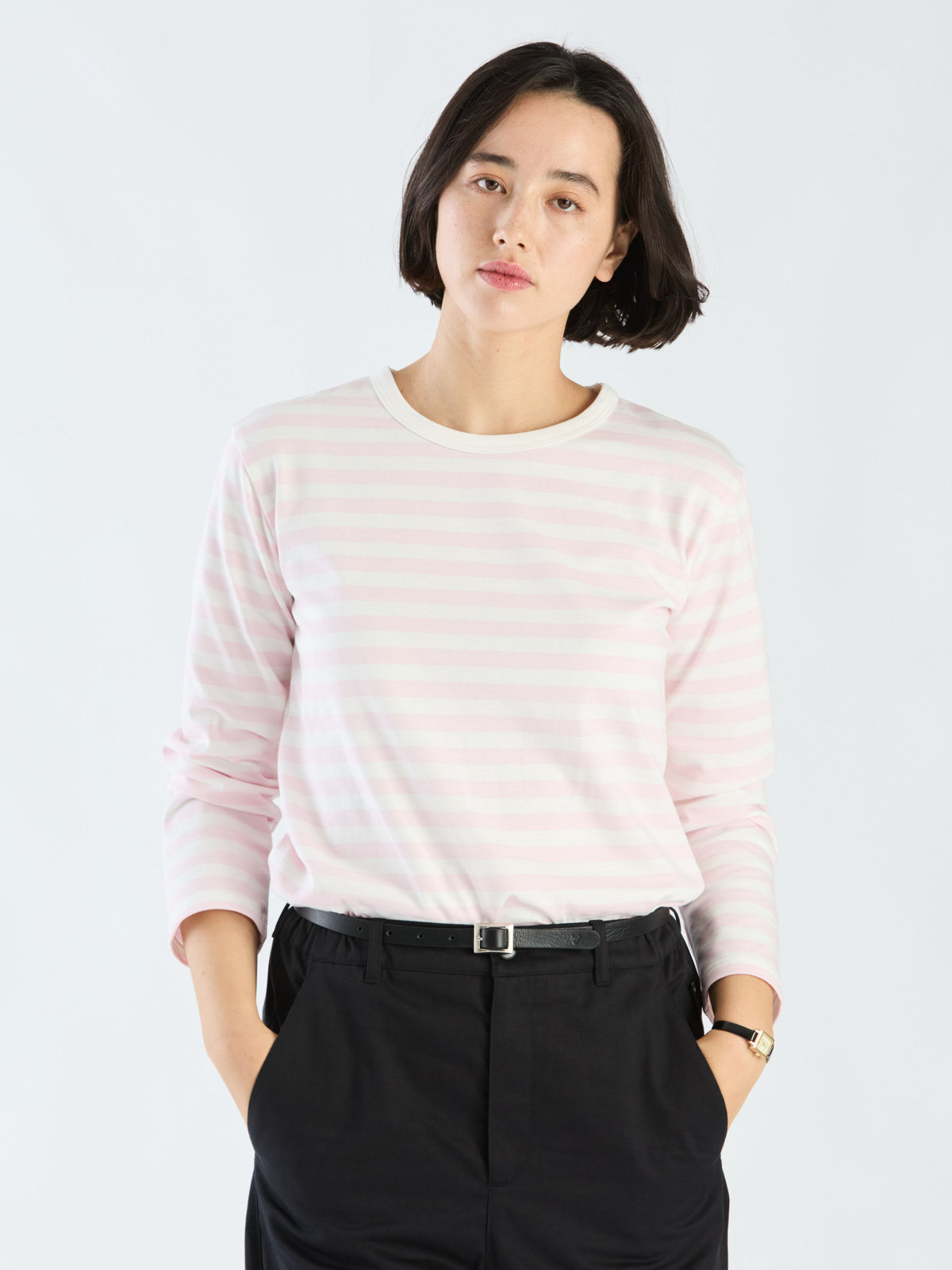 FEMME ウィメンズ J008 TS ボーダーTシャツ ホワイト×ピンク