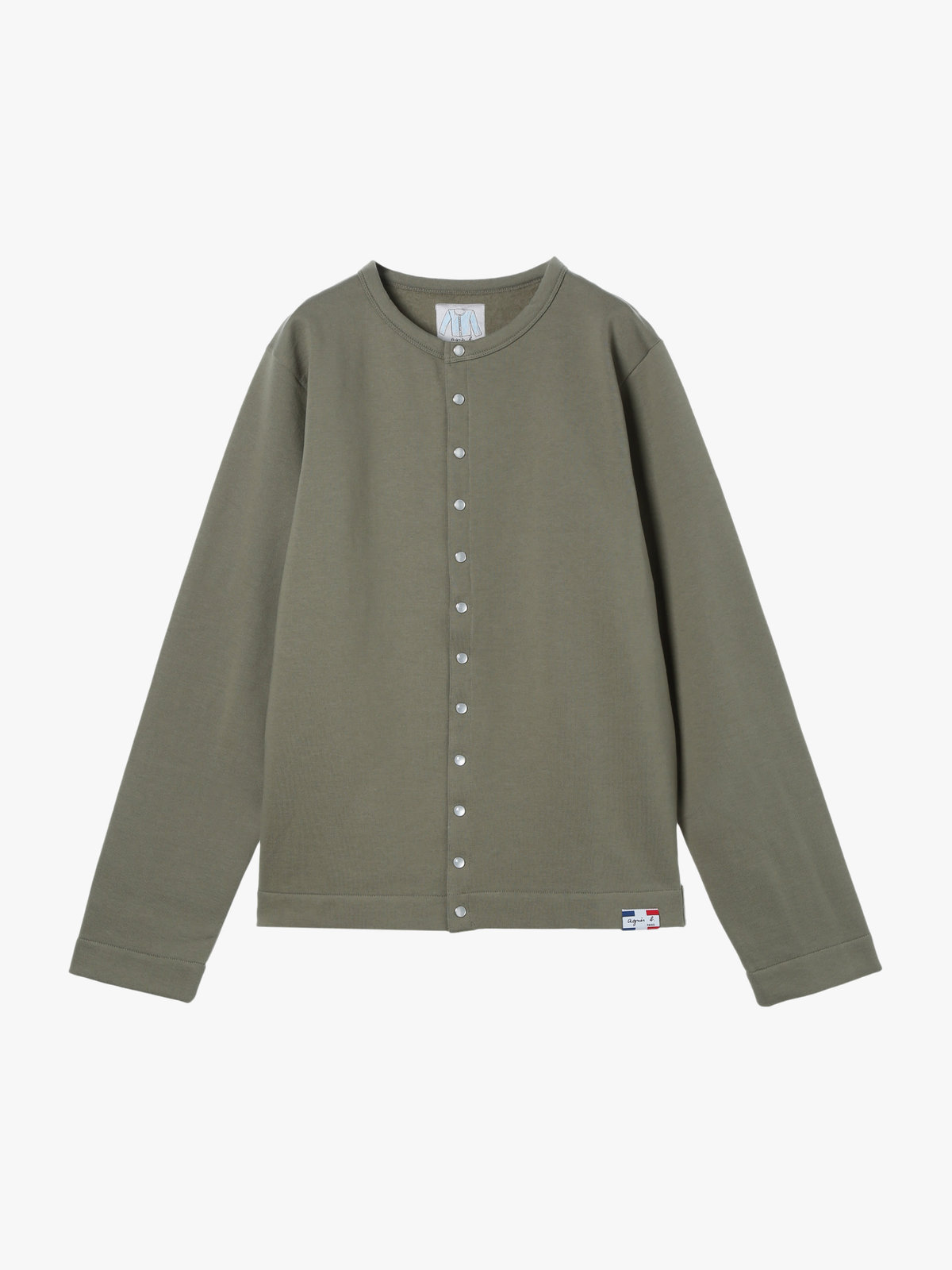 HOMME メンズ メンズ オーガニックコットン メルトン 長袖 カーディガンプレッション ”Nacre”  [Made in France] グリーン系その他