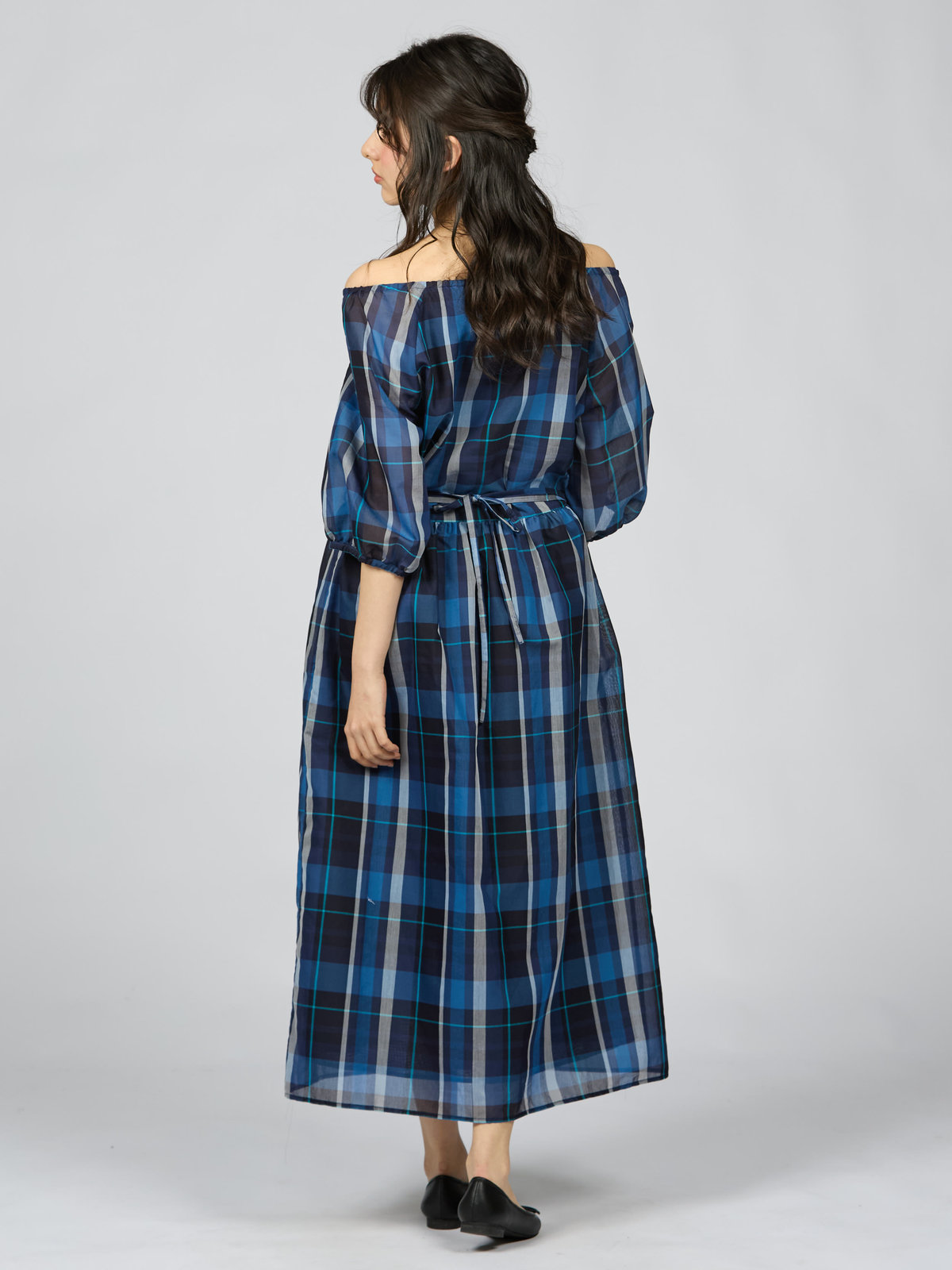 To b. by agnès b. 【Outlet】トゥービーシアーチェックワンピース ブルー