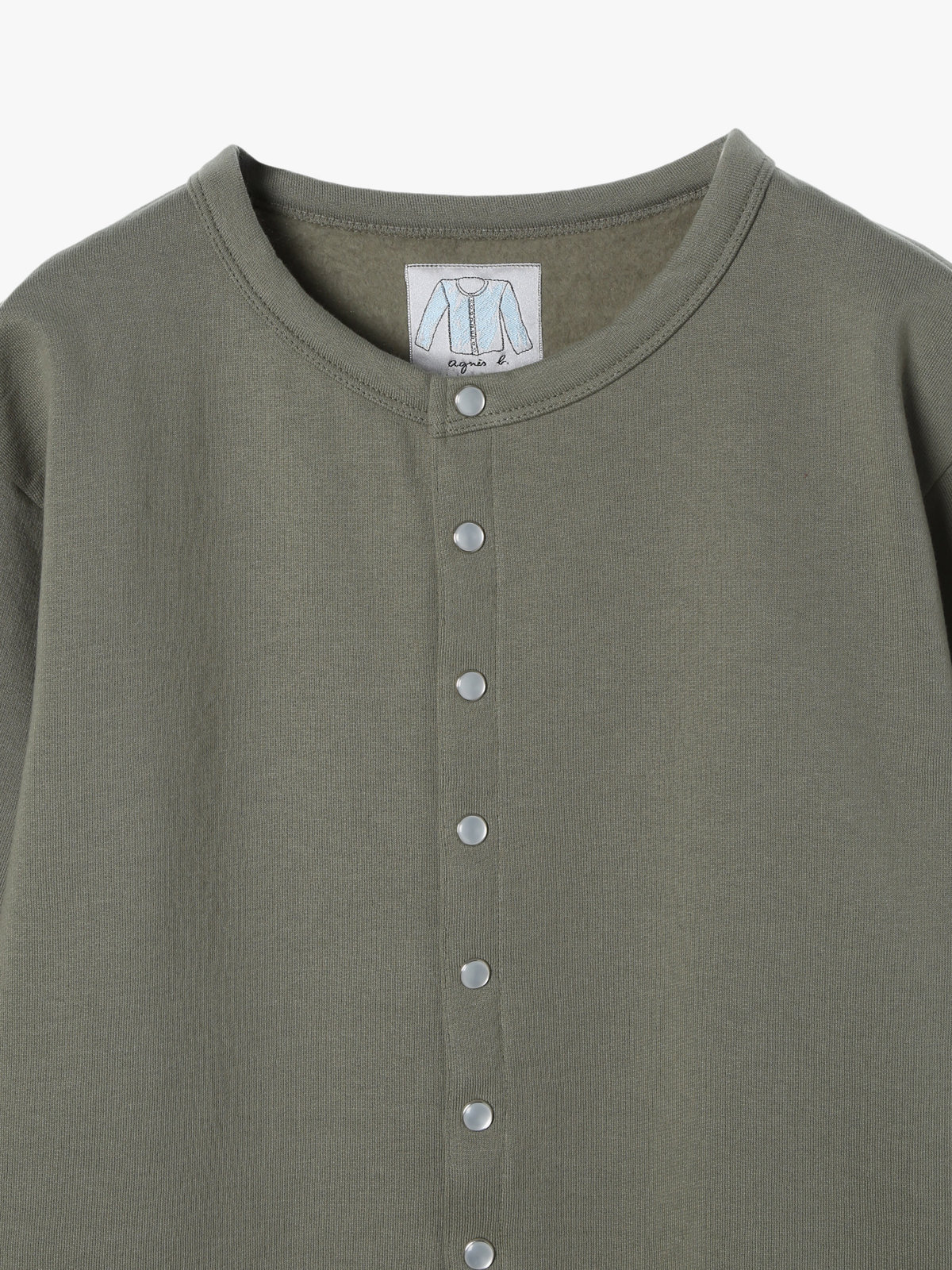 HOMME メンズ メンズ オーガニックコットン メルトン 長袖 カーディガンプレッション ”Nacre”  [Made in France] グリーン系その他