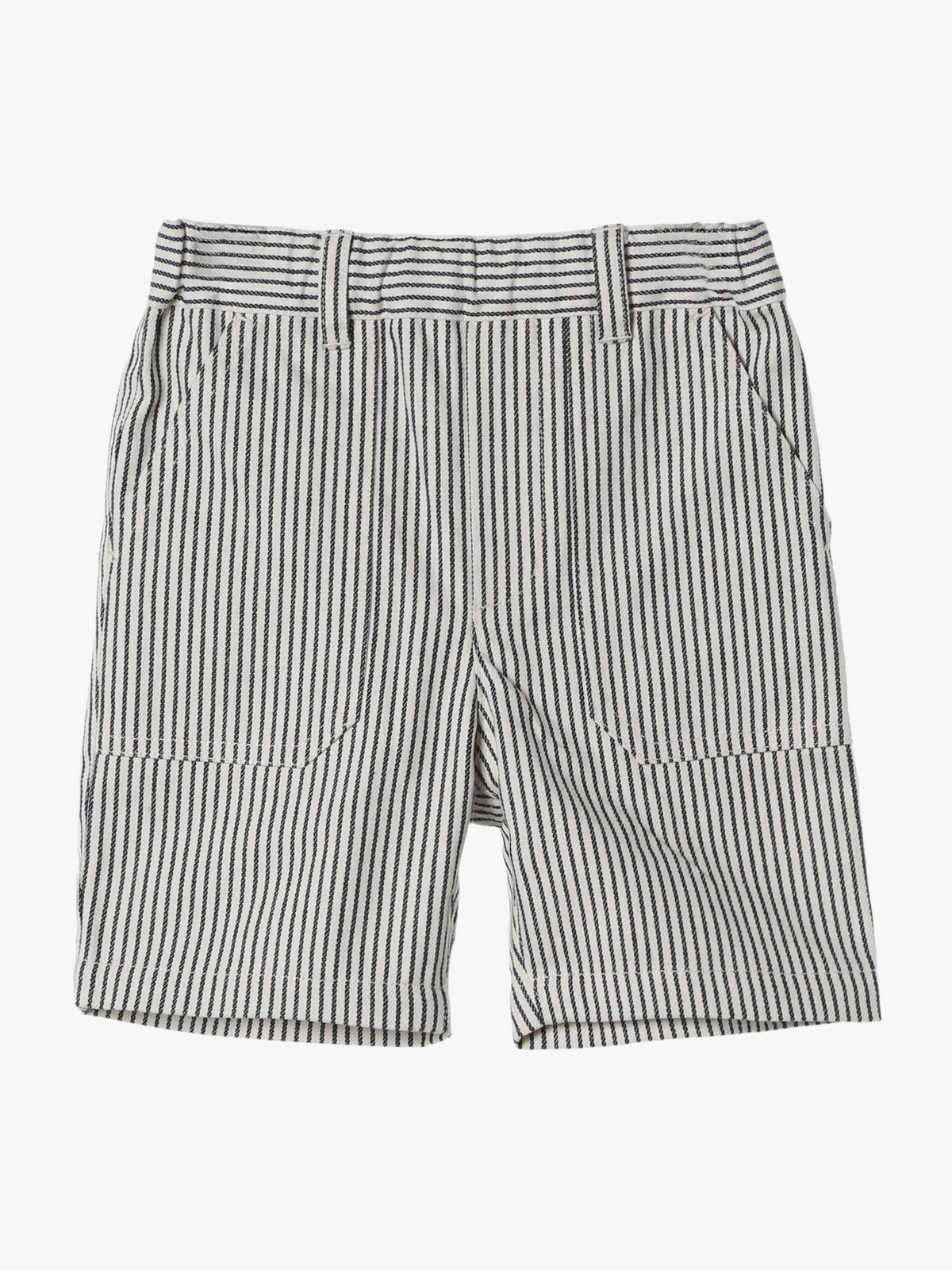 ENFANT ベビー ベビー ストライプ コットン ハーフ パンツ "Poches" ネイビー