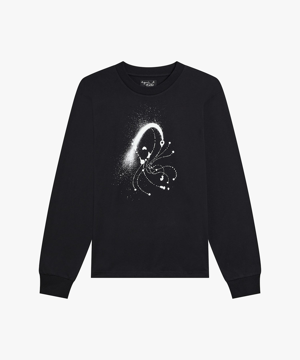 FEMME ウィメンズ オーガニックコットン 長袖 アーティストTシャツ "Hiraku Suzuki" ブラック