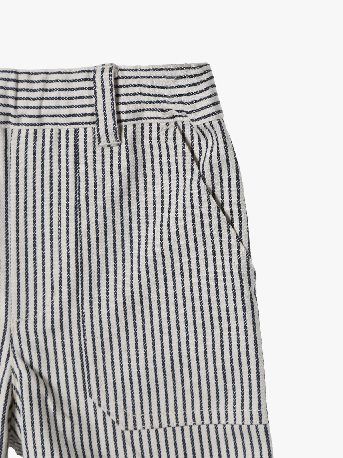 ENFANT ベビー ベビー ストライプ コットン ハーフ パンツ "Poches" ネイビー