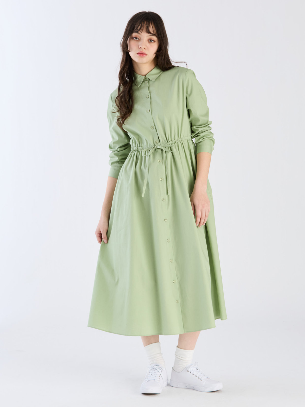 To b. by agnès b. 【Outlet】ロングスリーブシャツドレス グリーン系その他