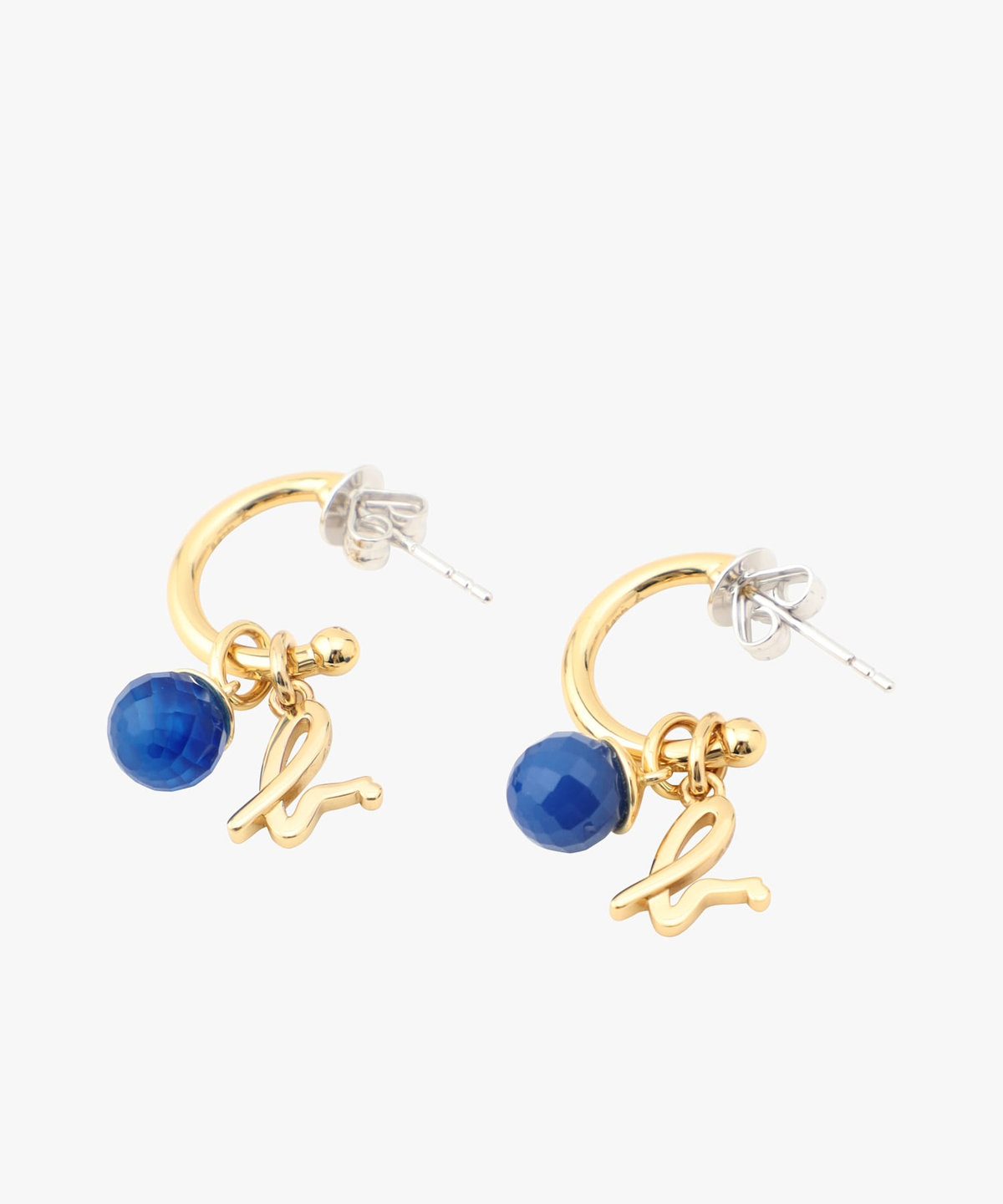 FEMME ウィメンズ ストーンピアス "Dark Blue Chalcedony" ライトブルー