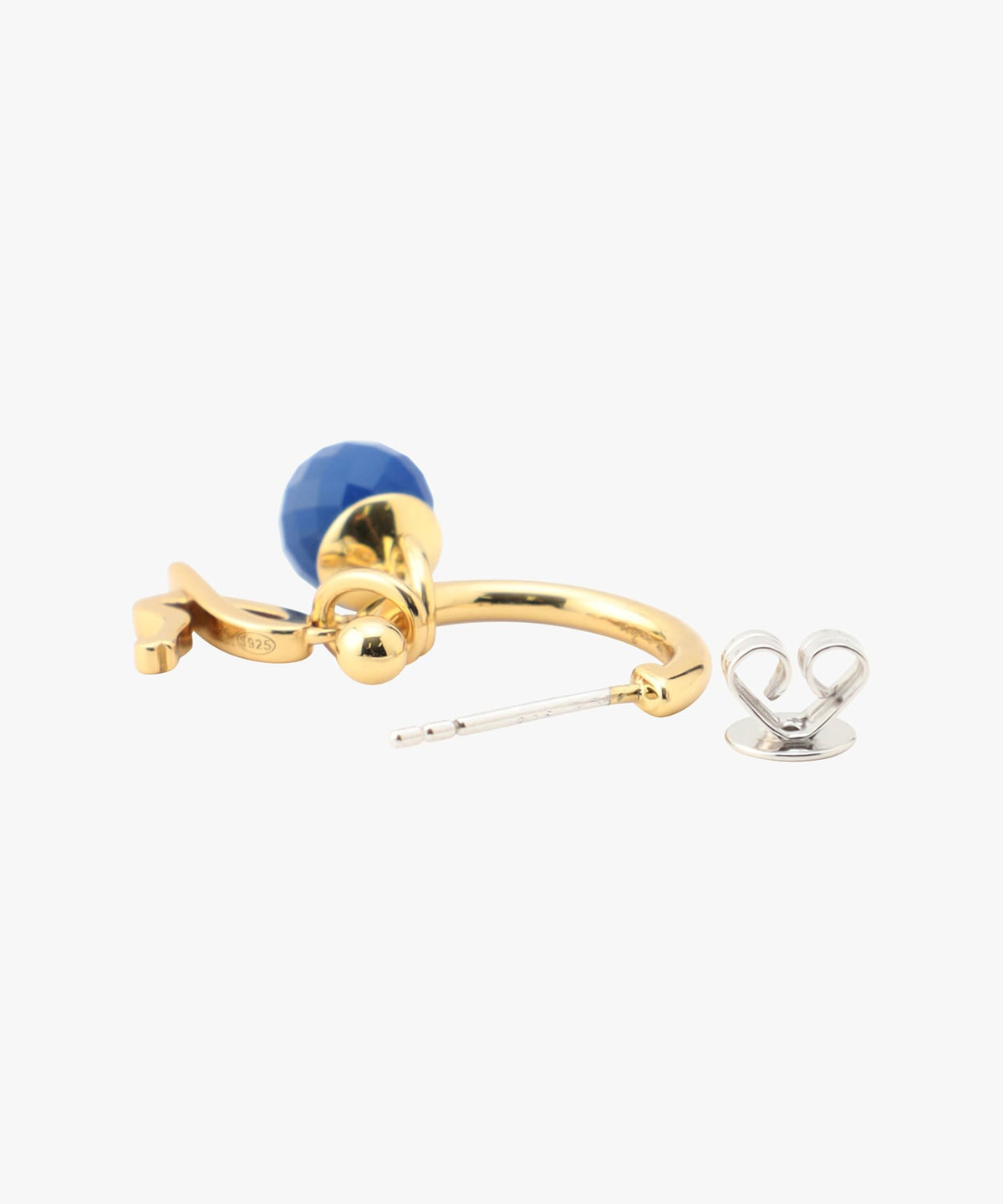 FEMME ウィメンズ ストーンピアス "Dark Blue Chalcedony" ライトブルー