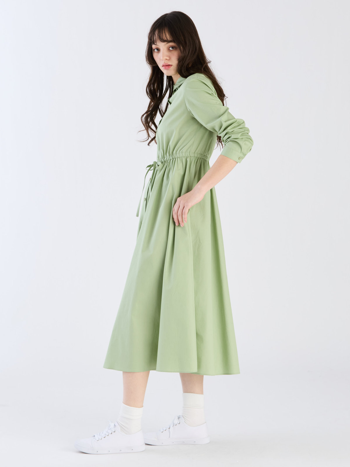 To b. by agnès b. 【Outlet】ロングスリーブシャツドレス グリーン系その他