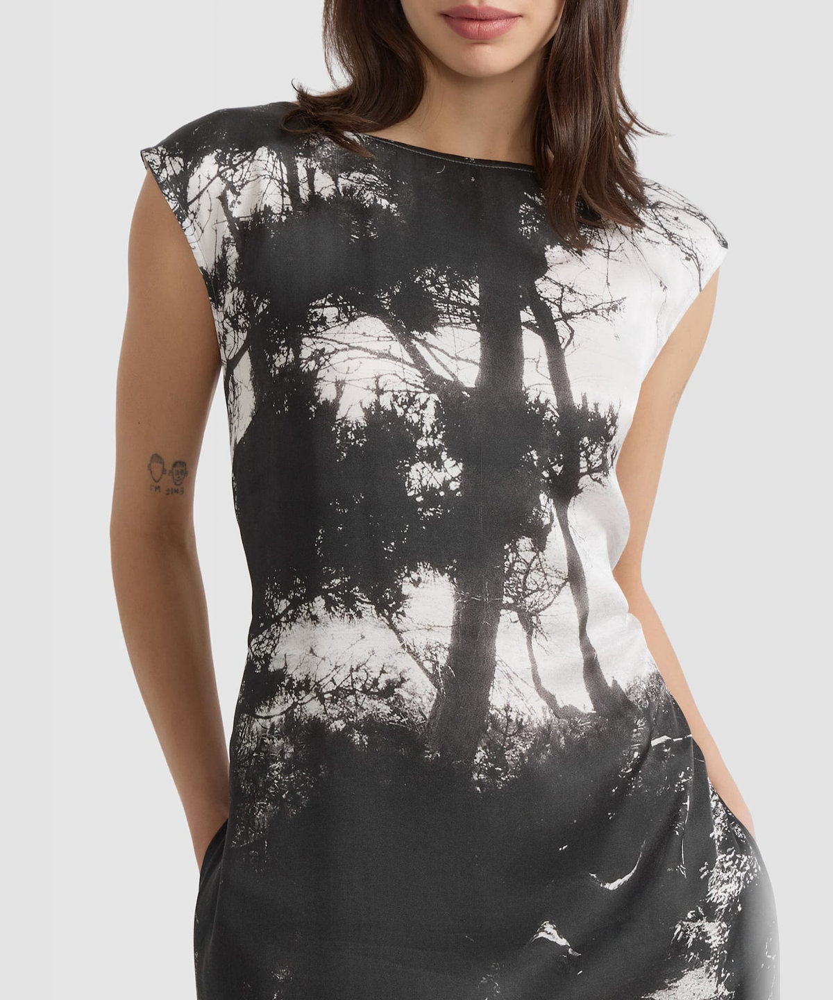 FEMME ウィメンズ フォトプリント コットン ノースリーブ ワンピース "Cap D’Antibes" マルチ