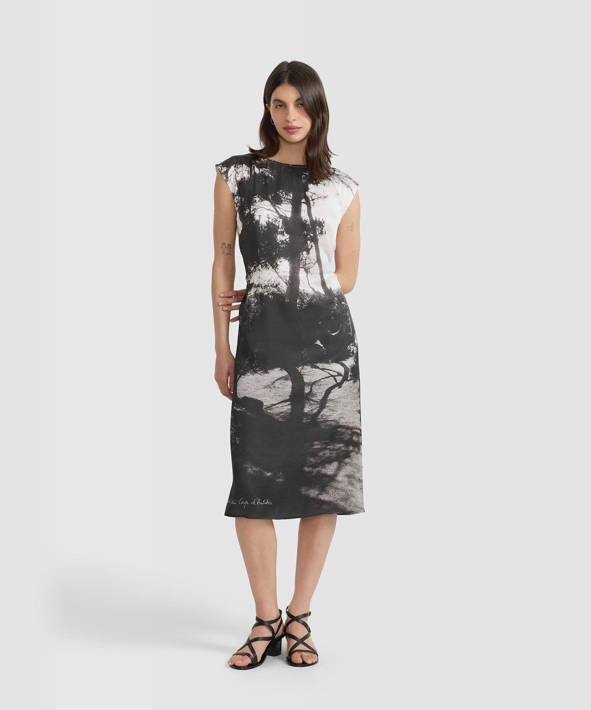 FEMME ウィメンズ フォトプリント コットン ノースリーブ ワンピース "Cap D’Antibes" マルチ