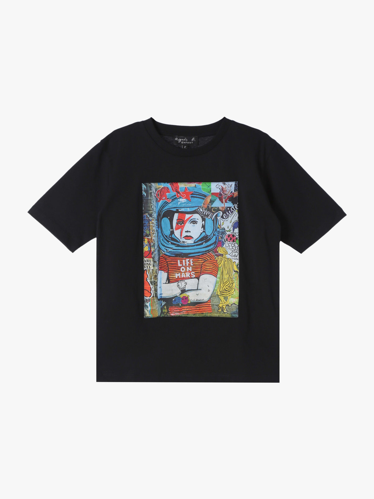 ENFANT ユニセックス キッズ オーガニックコットン プリント 半袖 アーティスト Tシャツ "Britt" ブラック