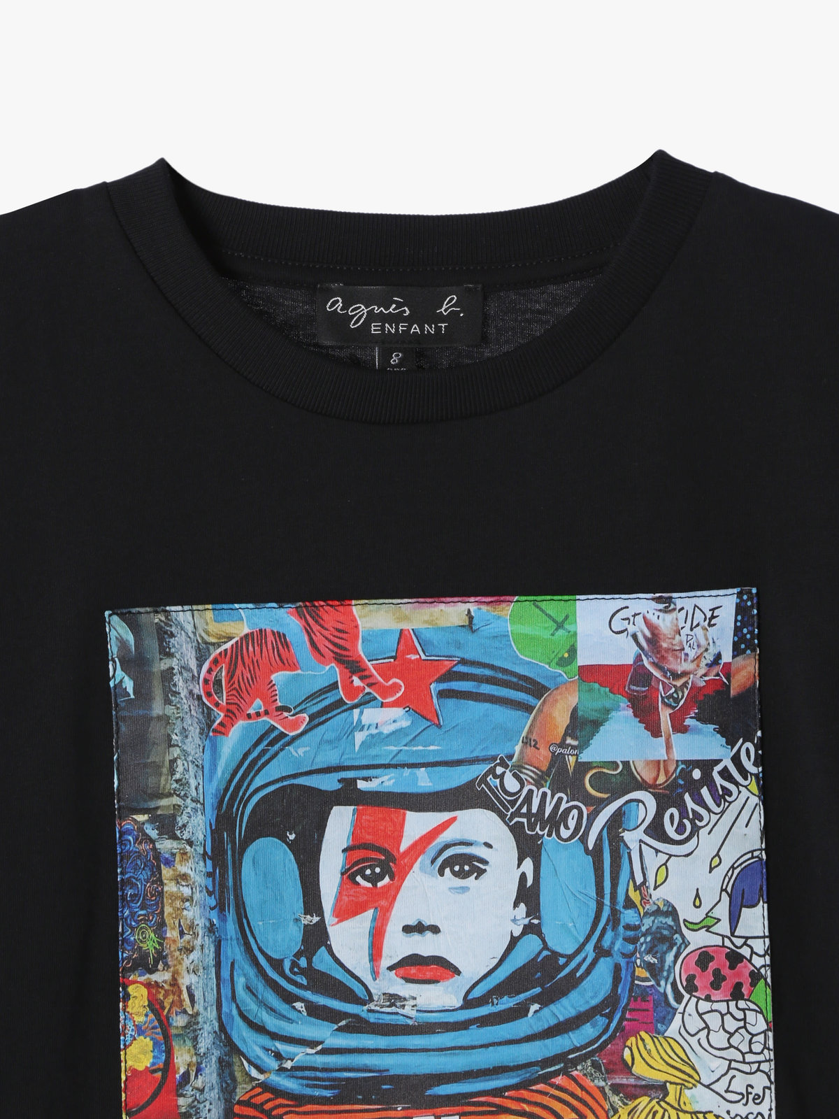 ENFANT ユニセックス キッズ オーガニックコットン プリント 半袖 アーティスト Tシャツ "Britt" ブラック